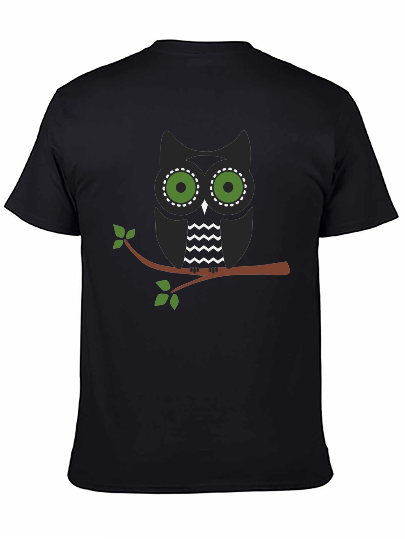 Owl on Branch Graphic Tee - Mens Black T-Shirt