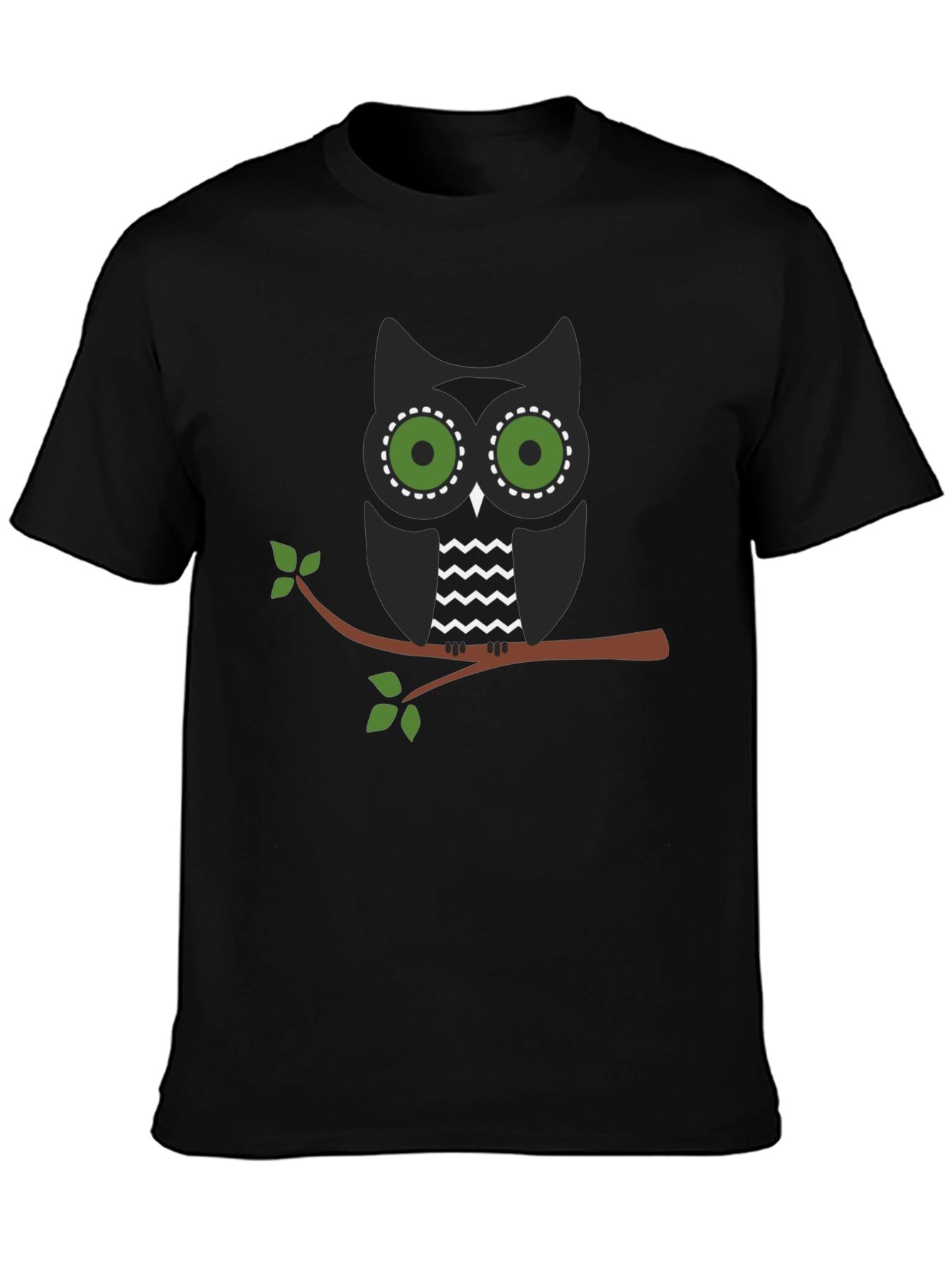 Owl on Branch Graphic Tee - Mens Black T-Shirt