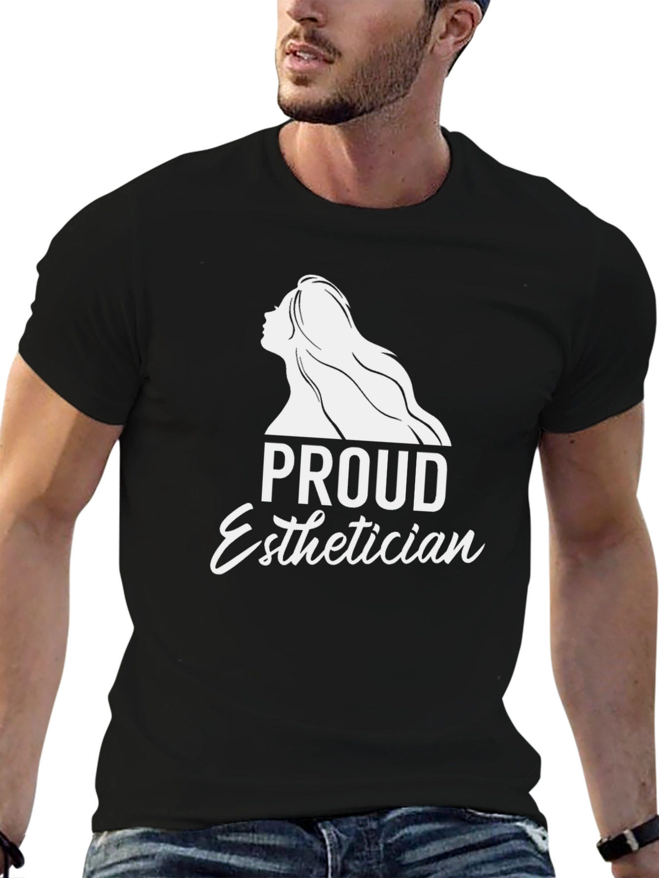 Proud Esthetician T-Shirt - Black Crew Neck