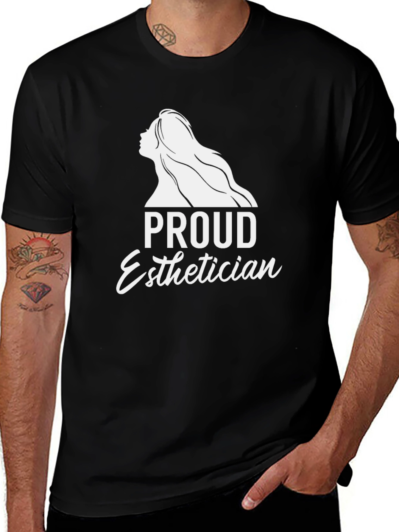 Proud Esthetician T-Shirt - Black Crew Neck