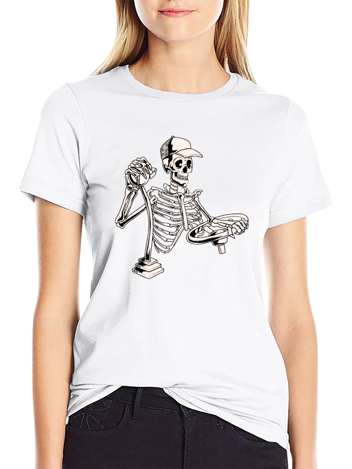 Funny Skeleton Driver T-Shirt - Black Cotton Tee