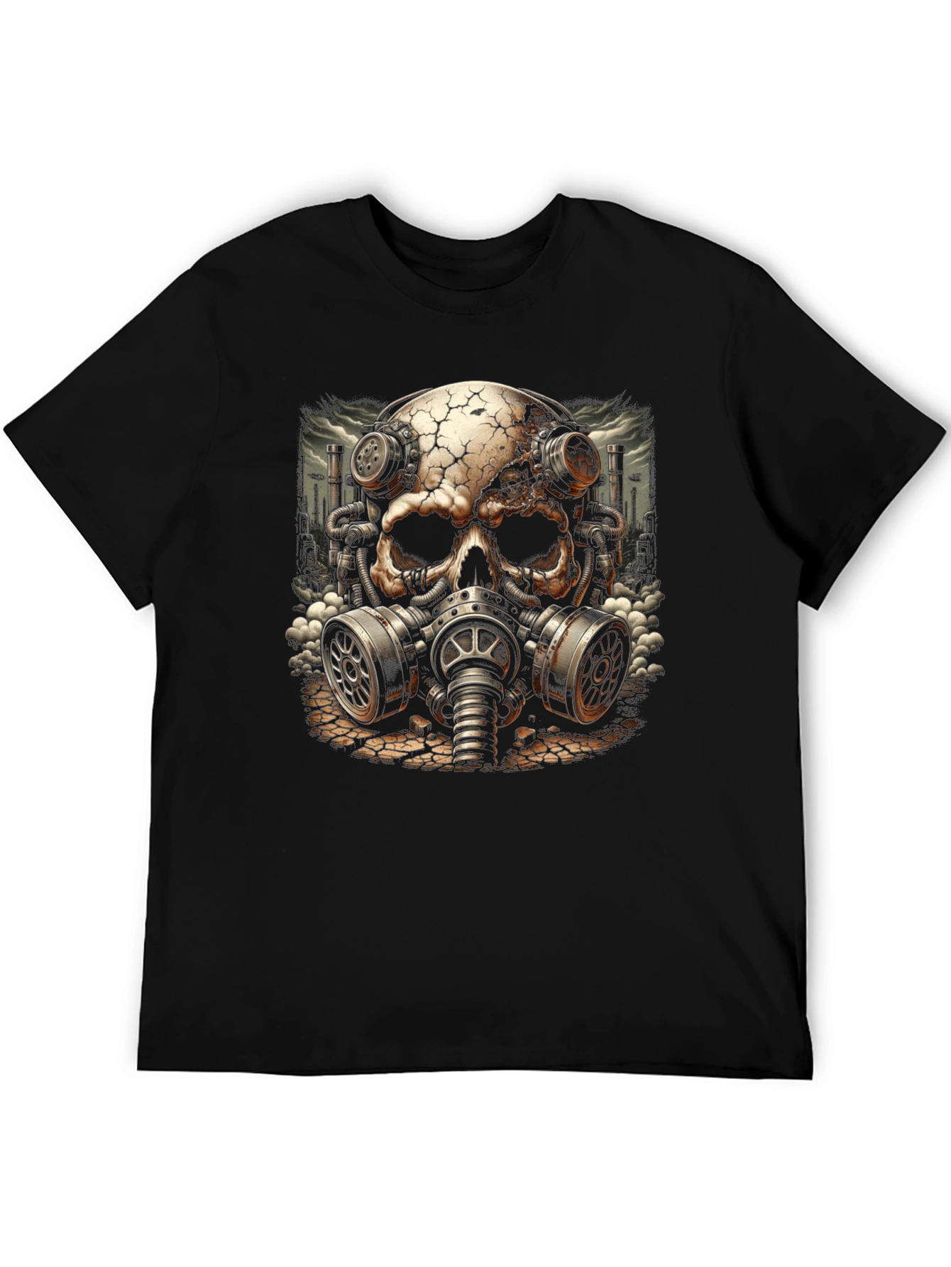 Steampunk Skull Gas Mask Graphic T-Shirt