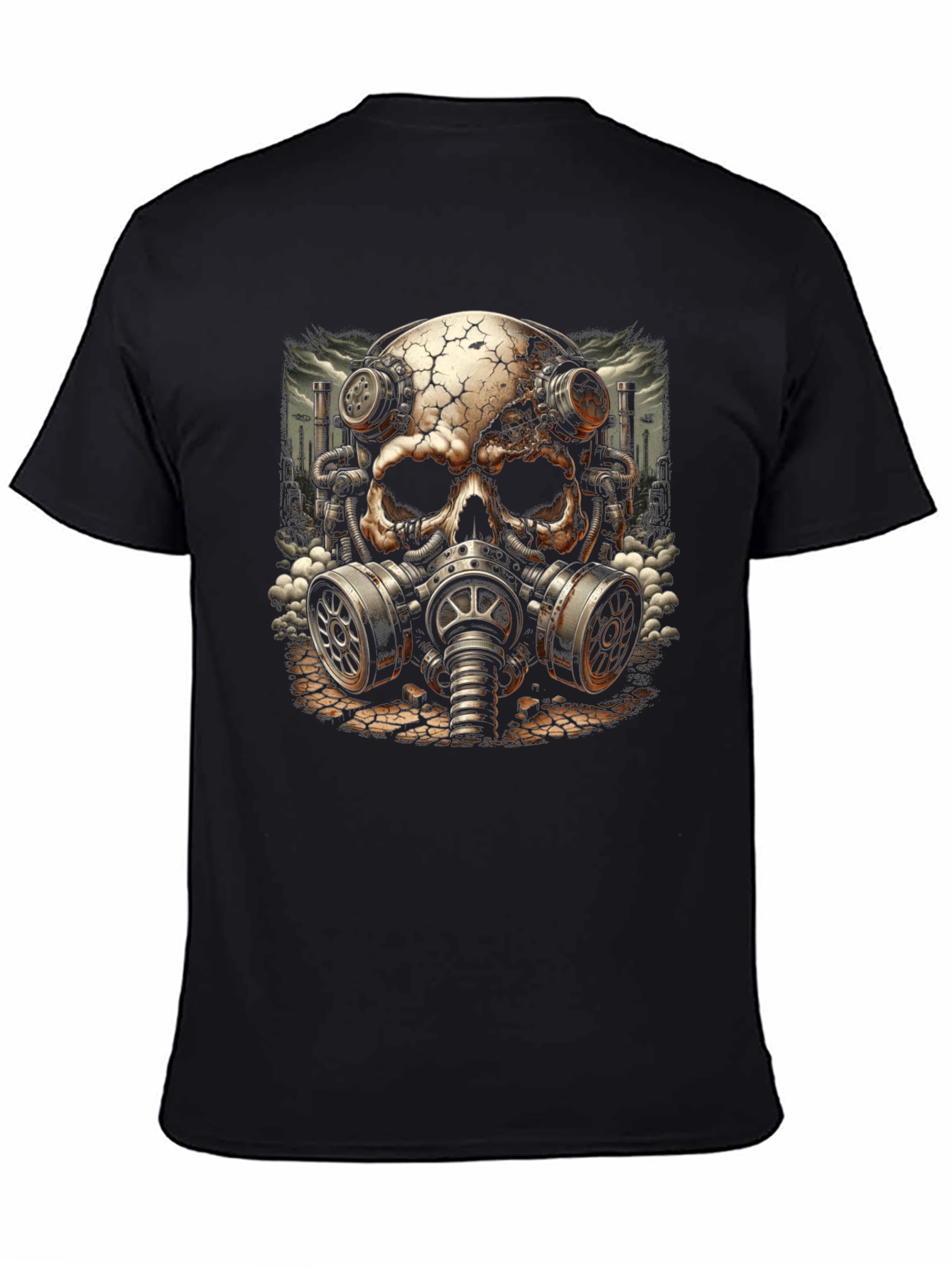 Steampunk Skull Gas Mask Graphic T-Shirt