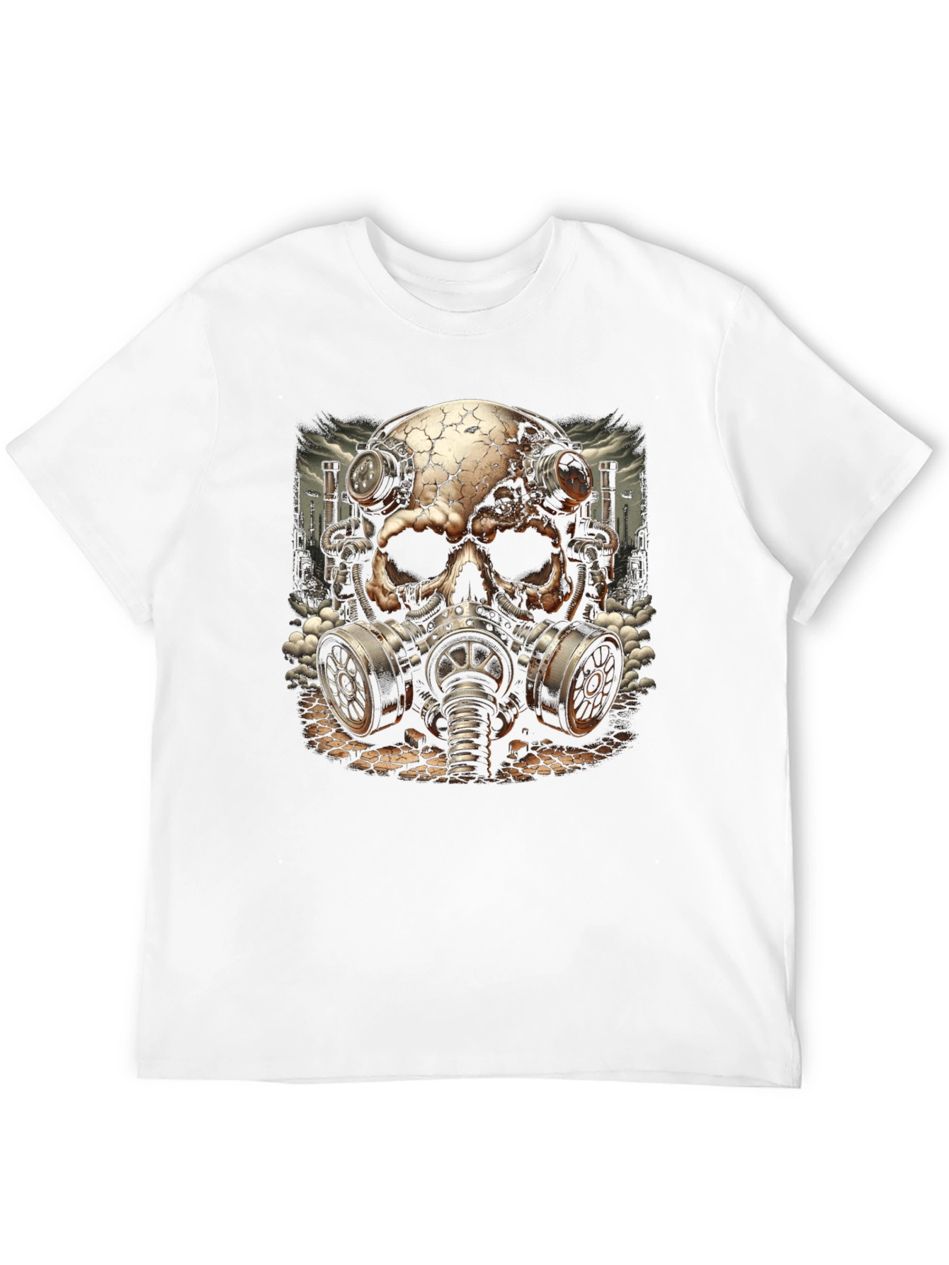 Steampunk Skull Gas Mask Graphic T-Shirt