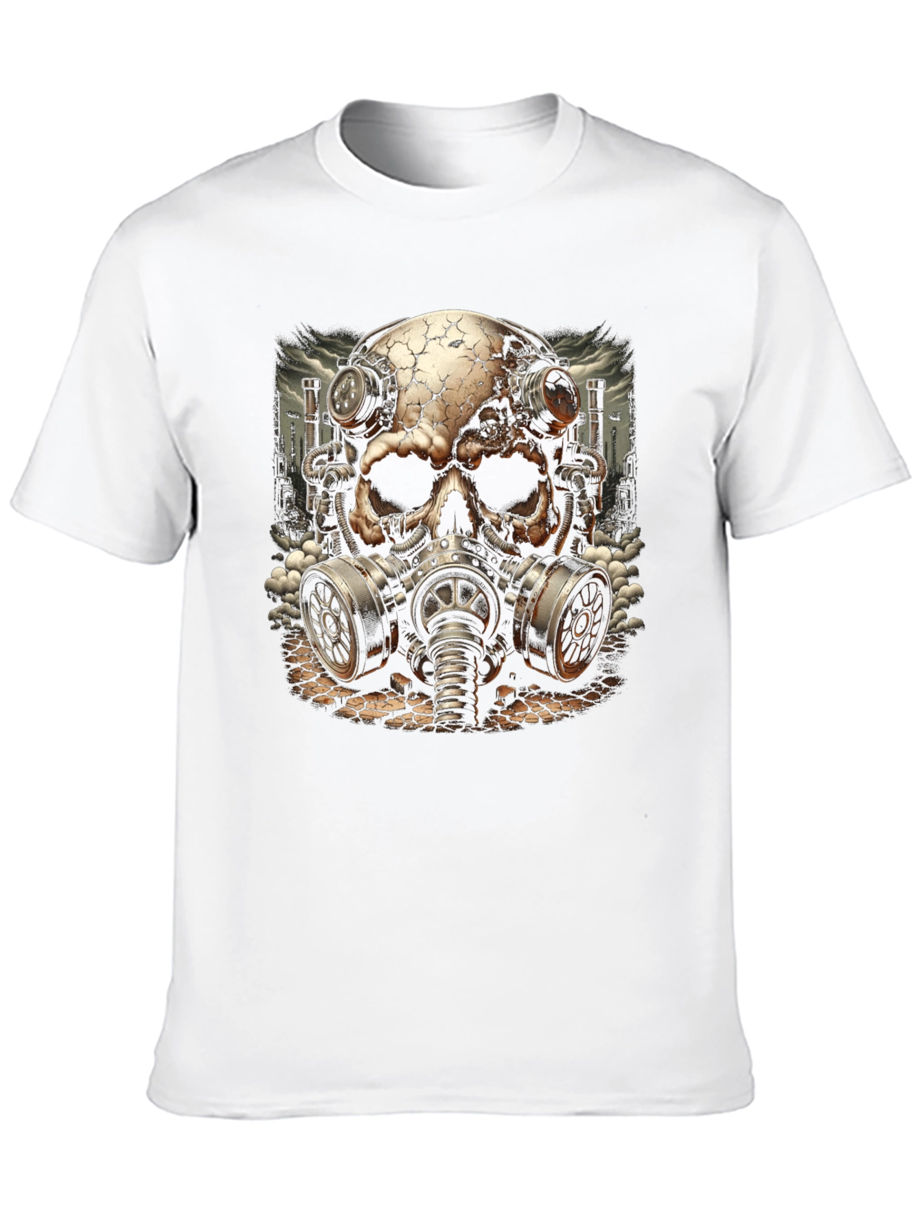 Steampunk Skull Gas Mask Graphic T-Shirt