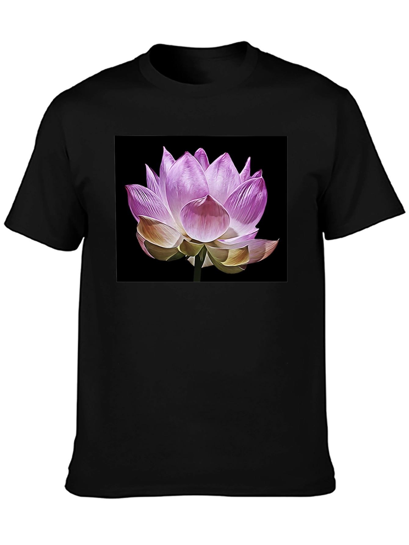 Lotus Flower Graphic T-Shirt - Black