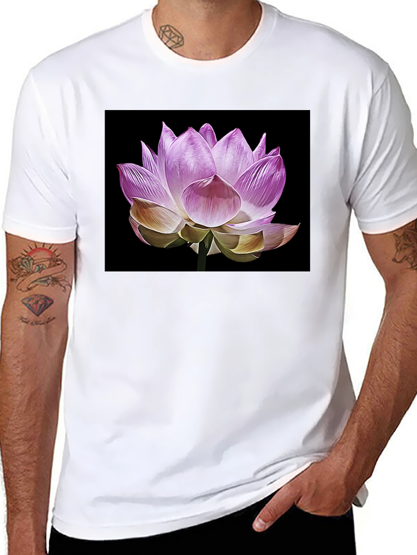 Lotus Flower Graphic T-Shirt - Black