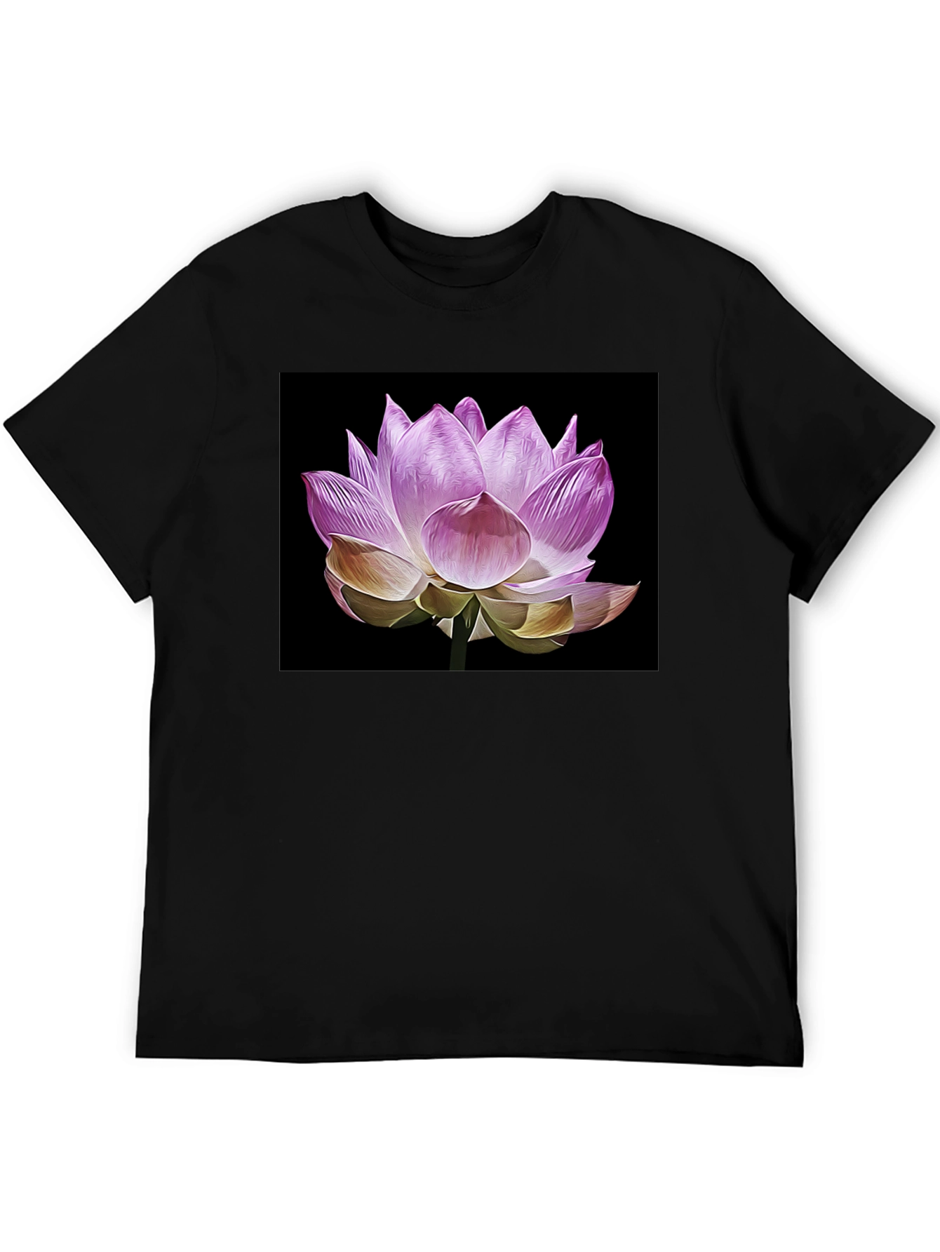 Lotus Flower Graphic T-Shirt - Black