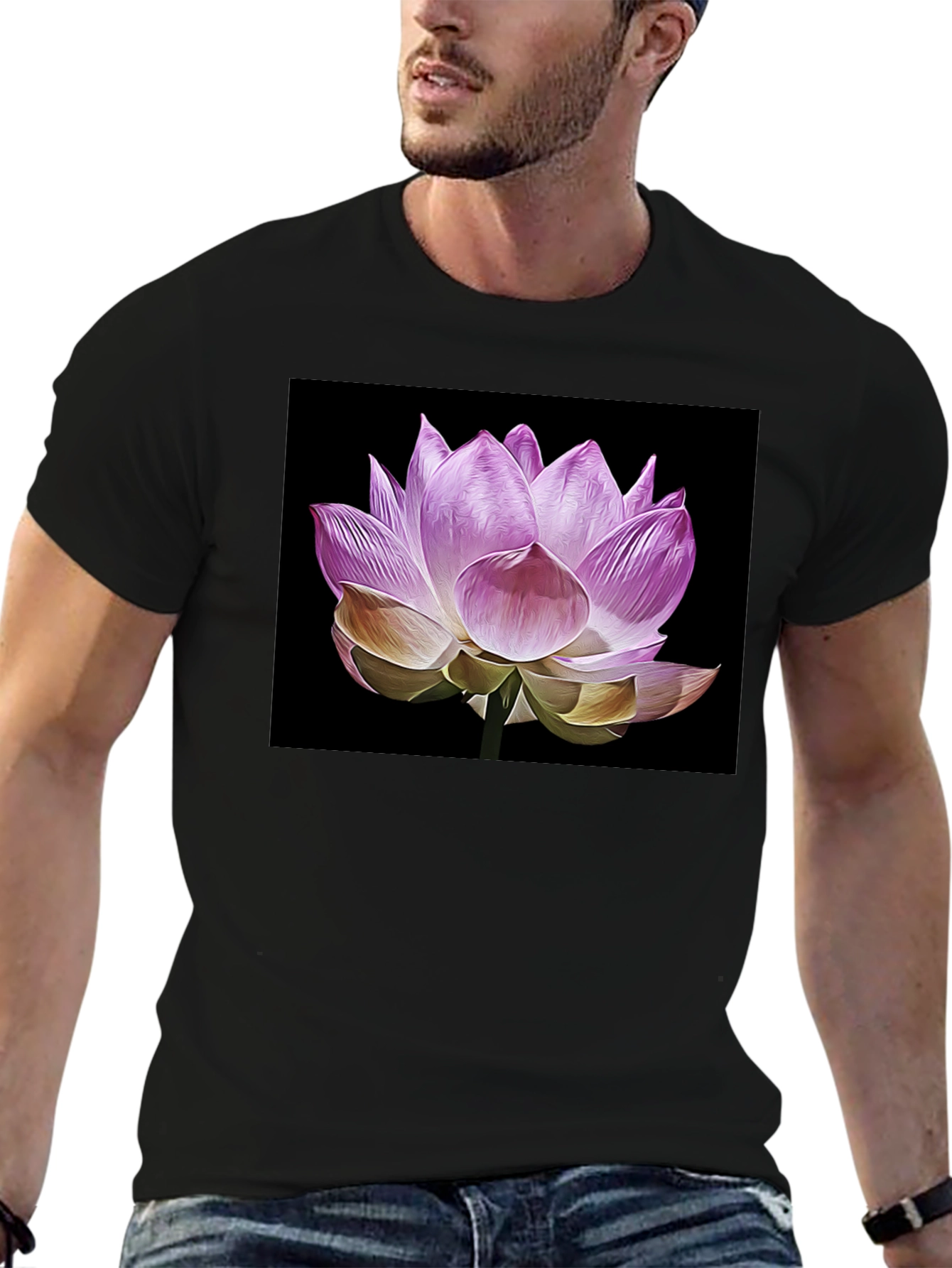 Lotus Flower Graphic T-Shirt - Black