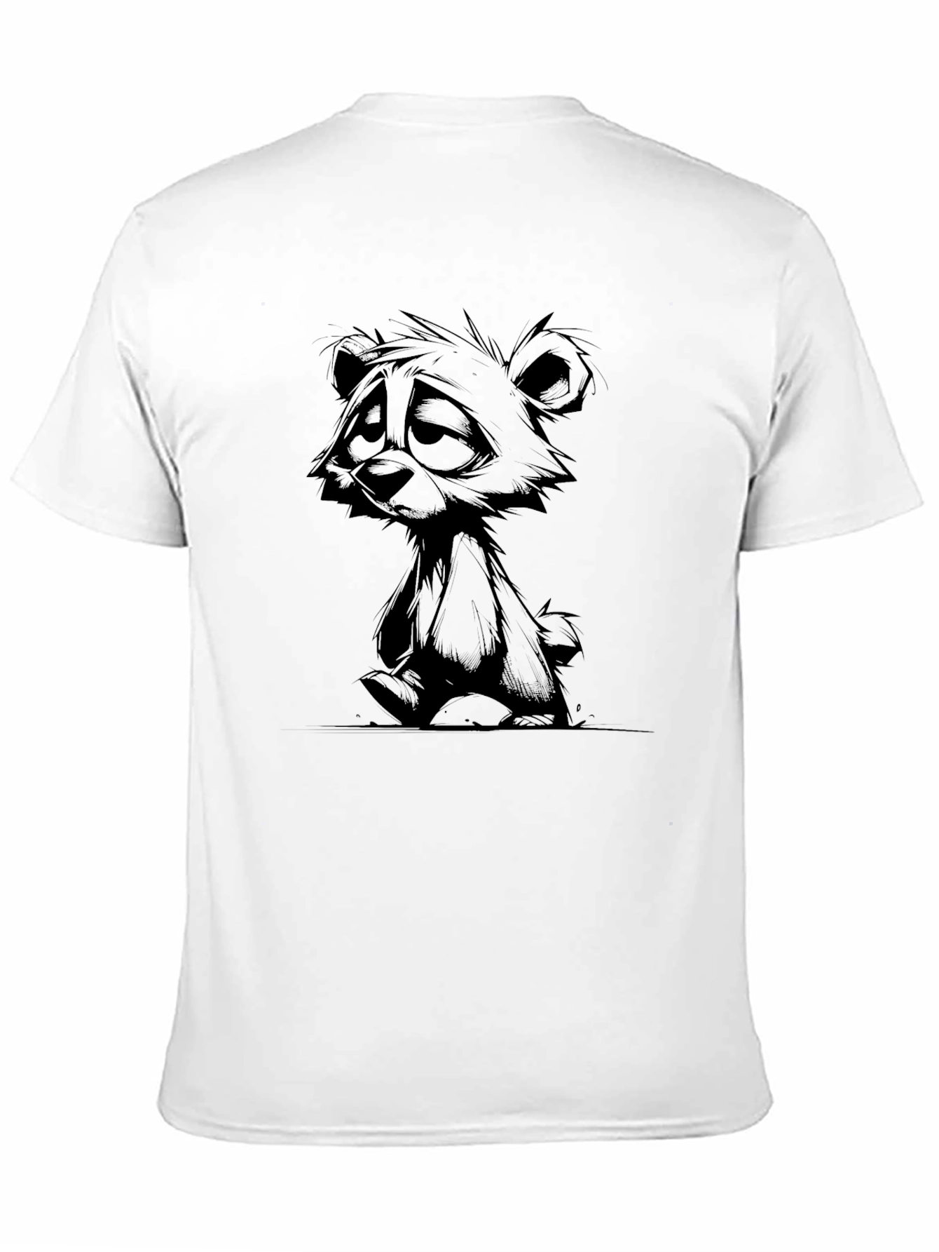 Sad Bear Graphic Black T-Shirt