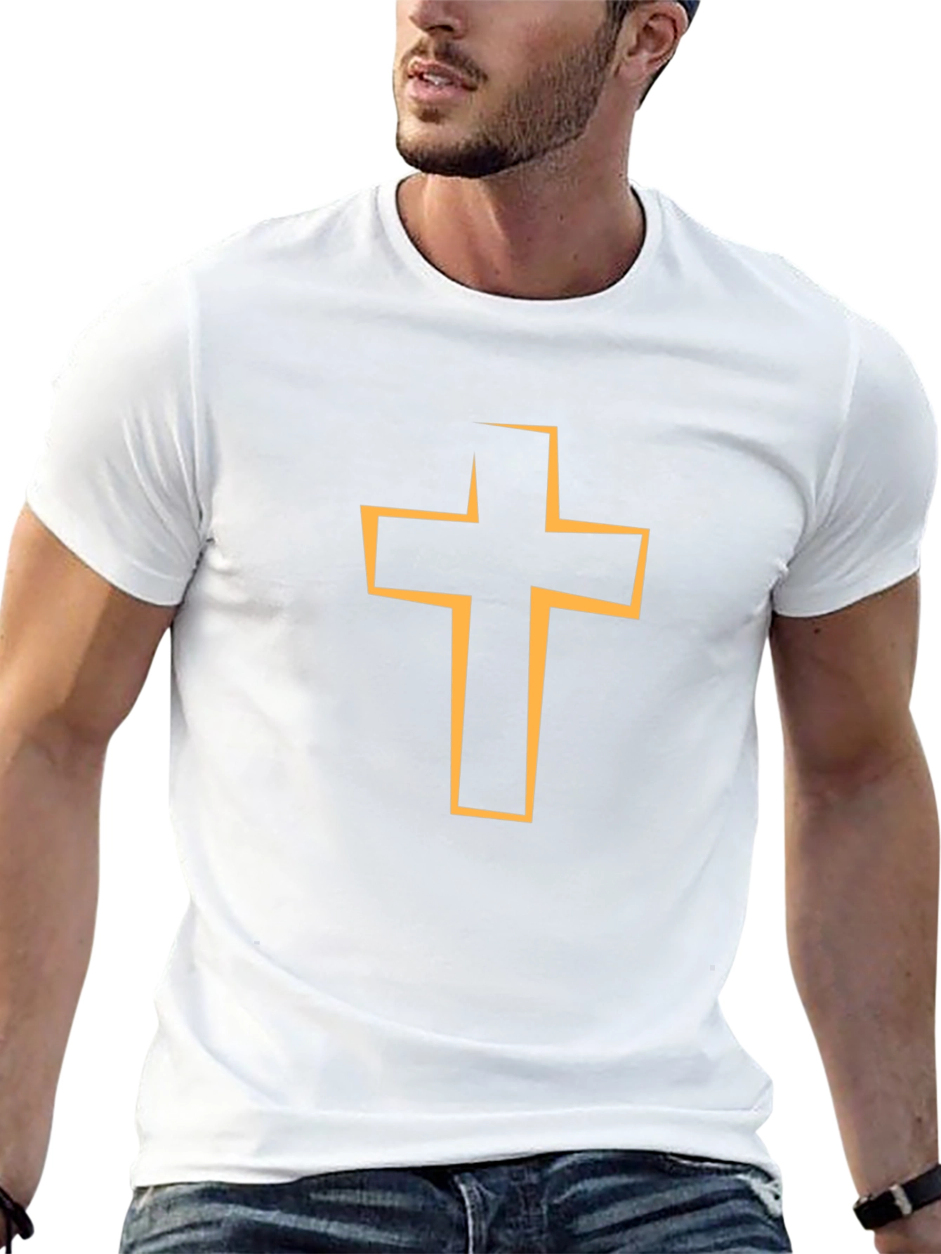 Religious Cross Graphic Tee - Black