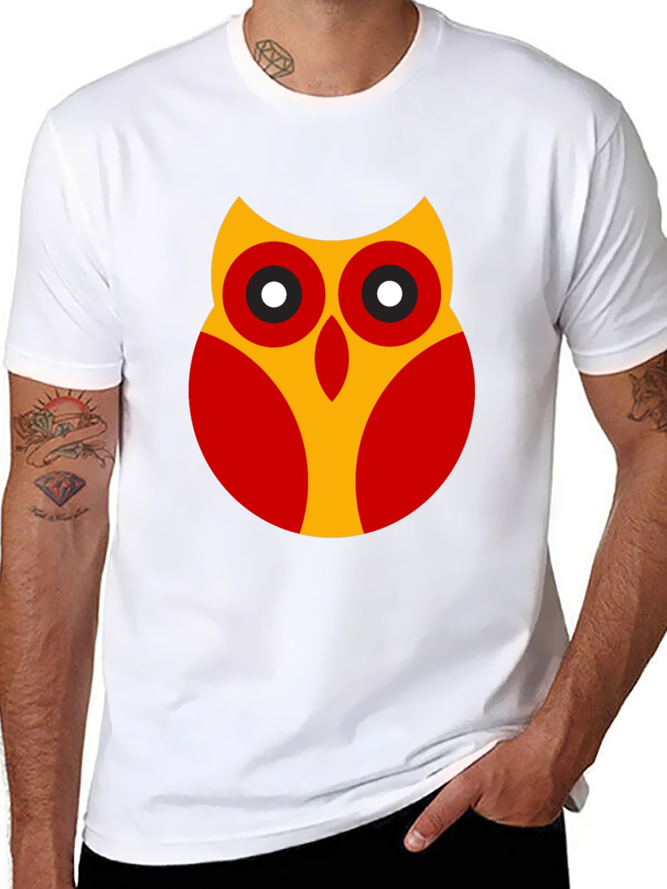 Stylish Black T-Shirt with Owl Graphic