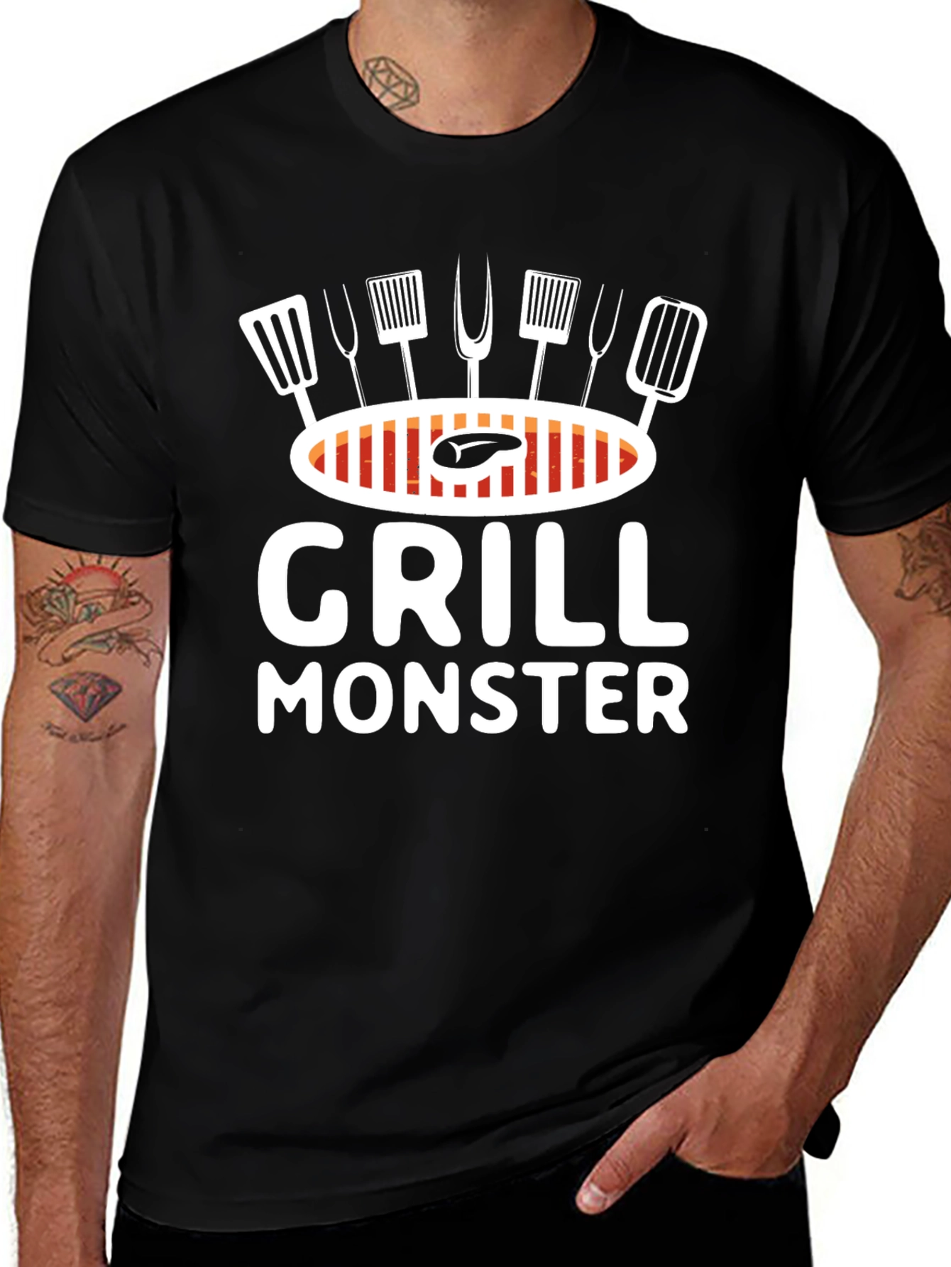 Grill Monster Black Graphic T-Shirt