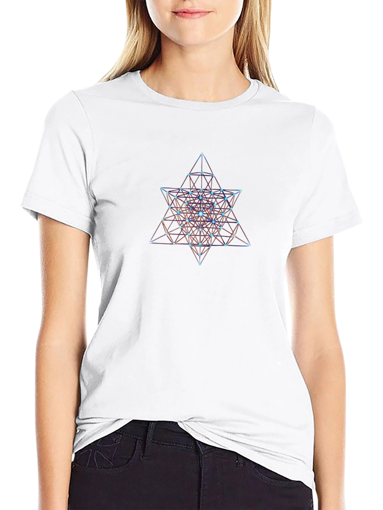 Geometric Star Design Black T-Shirt