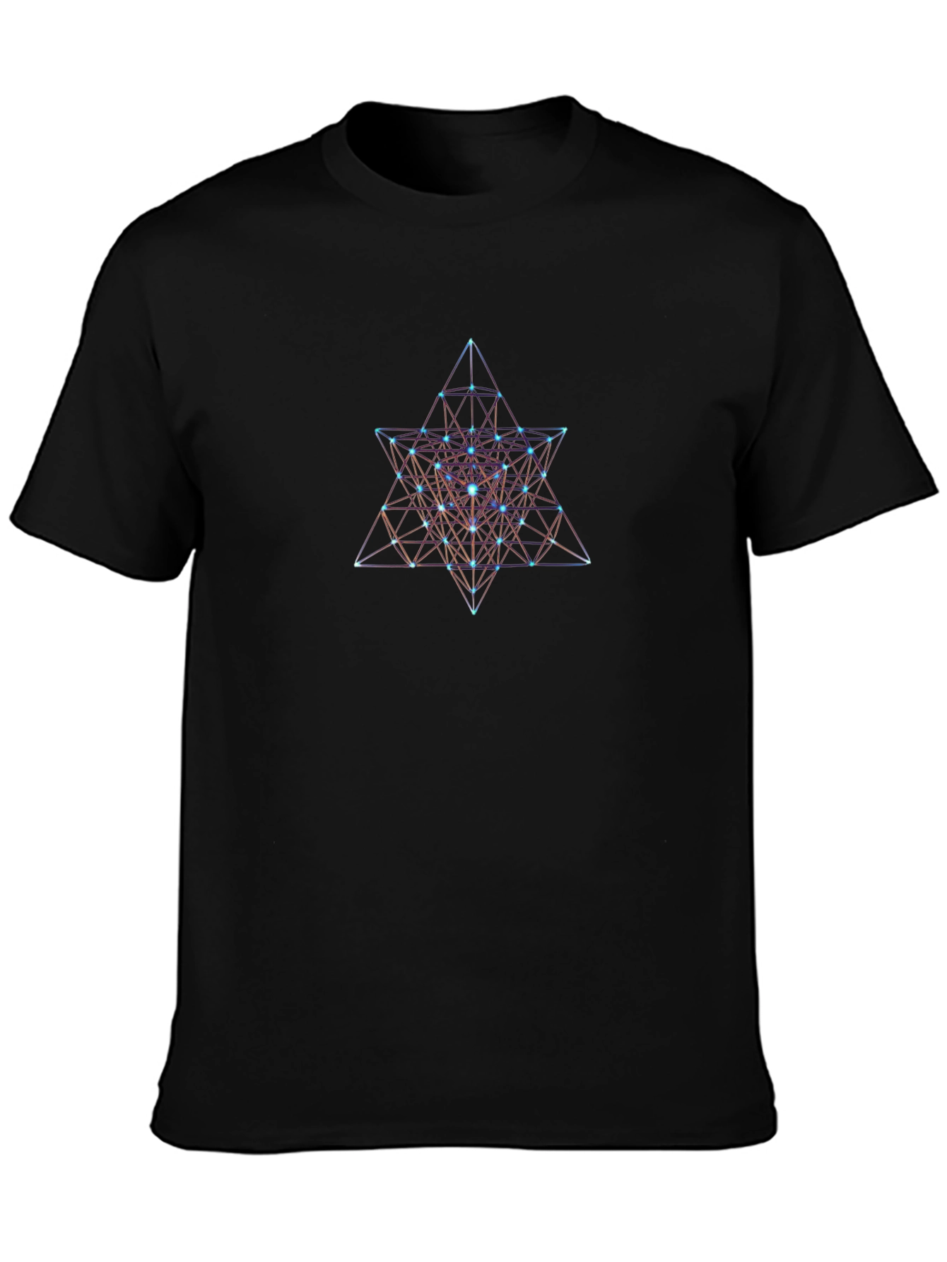 Geometric Star Design Black T-Shirt