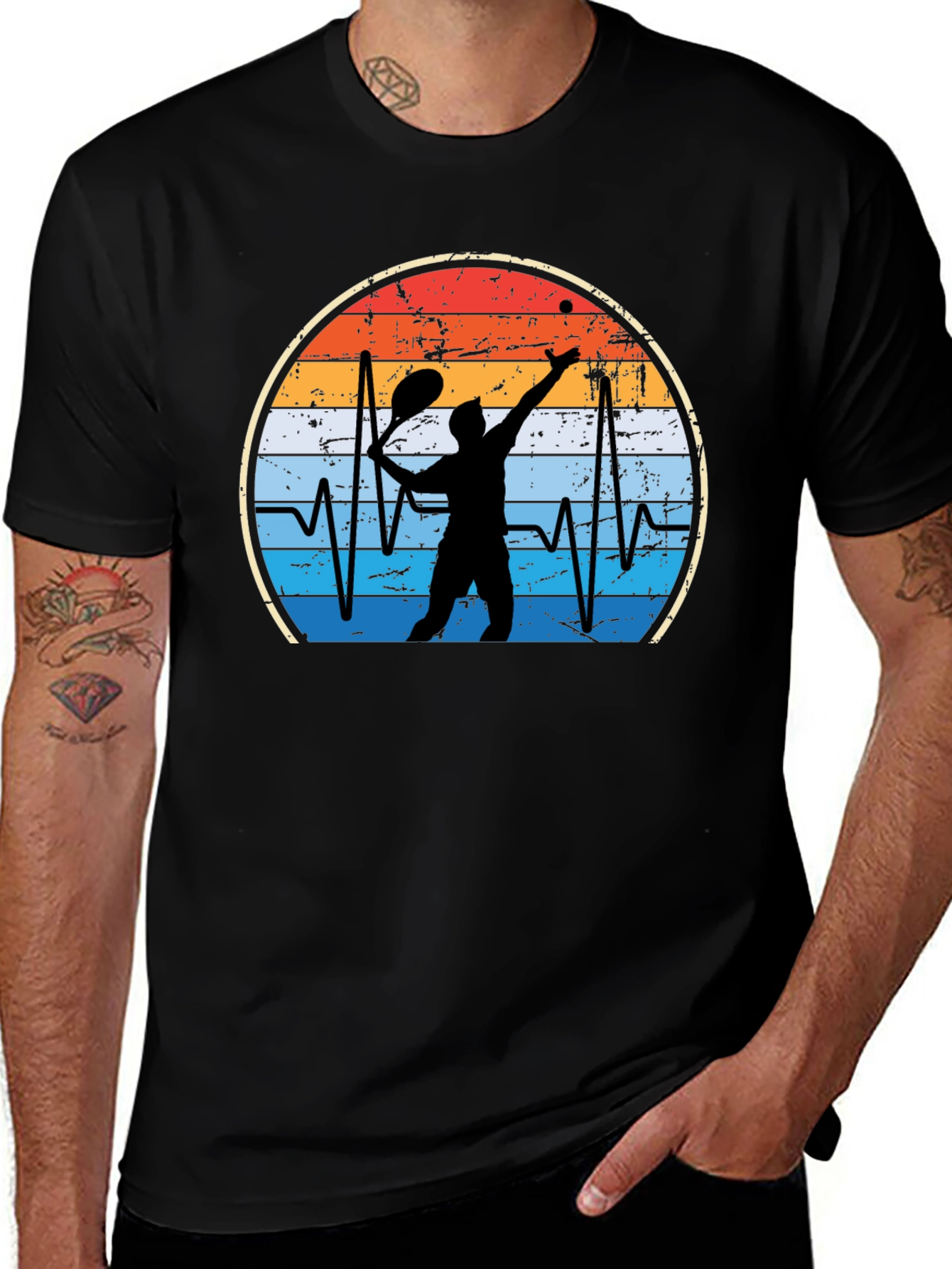 Tennis Heartbeat Graphic Tee - Sporty Comfort