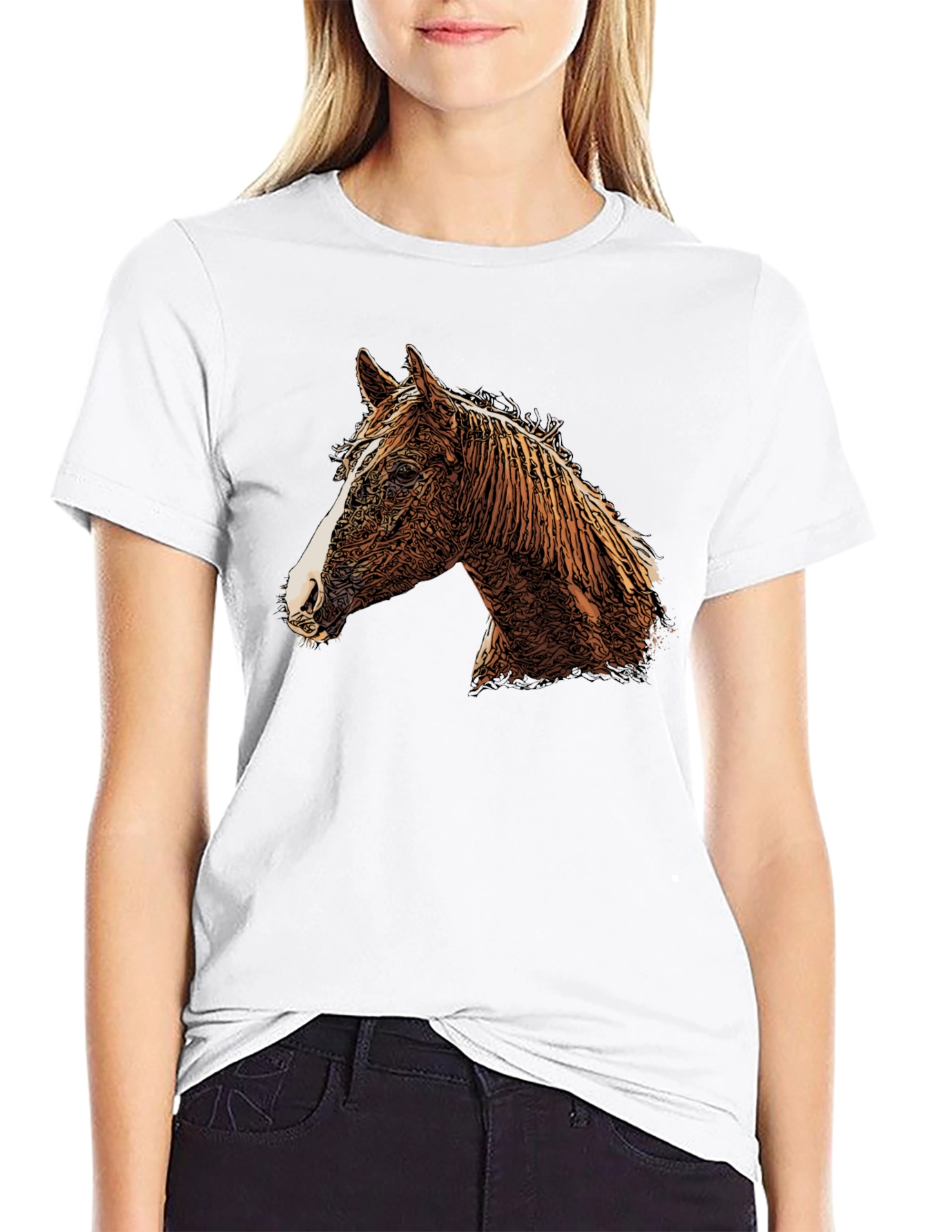 Horse Graphic Print Crew Neck T-Shirt