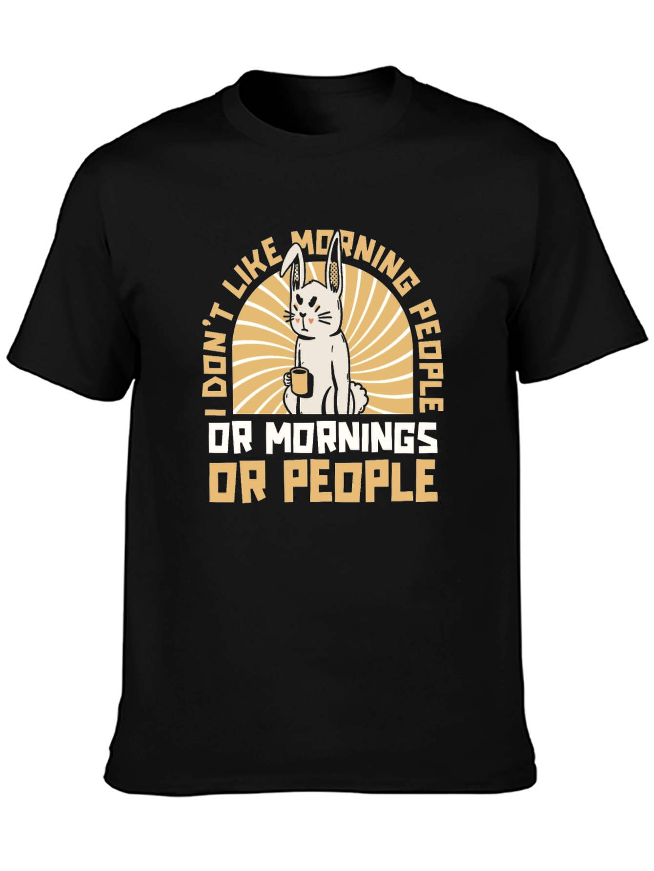 Funny Morning Hater T-Shirt - Grumpy Bunny Design