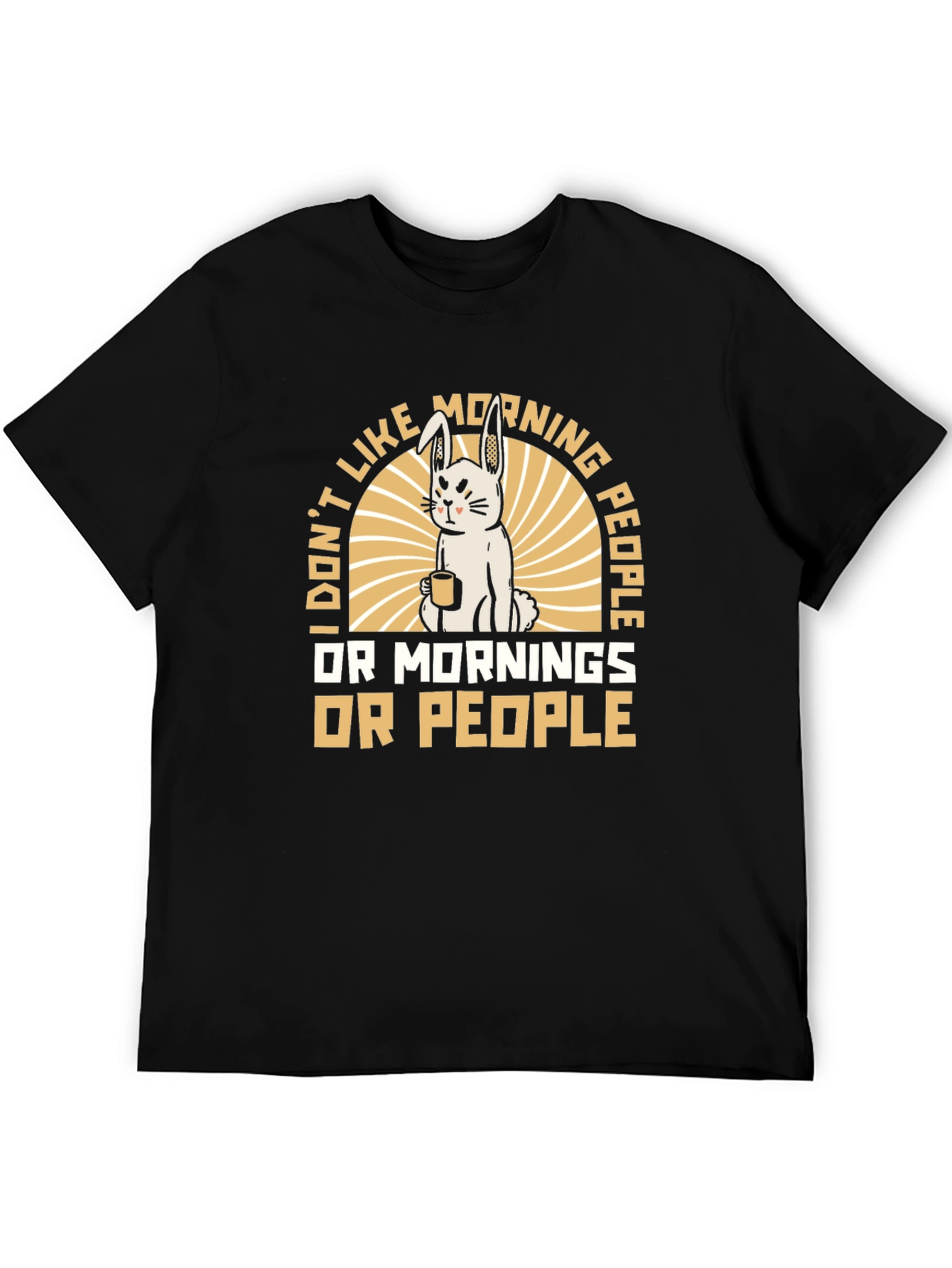 Funny Morning Hater T-Shirt - Grumpy Bunny Design