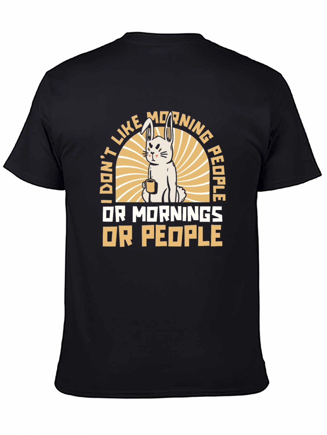 Funny Morning Hater T-Shirt - Grumpy Bunny Design
