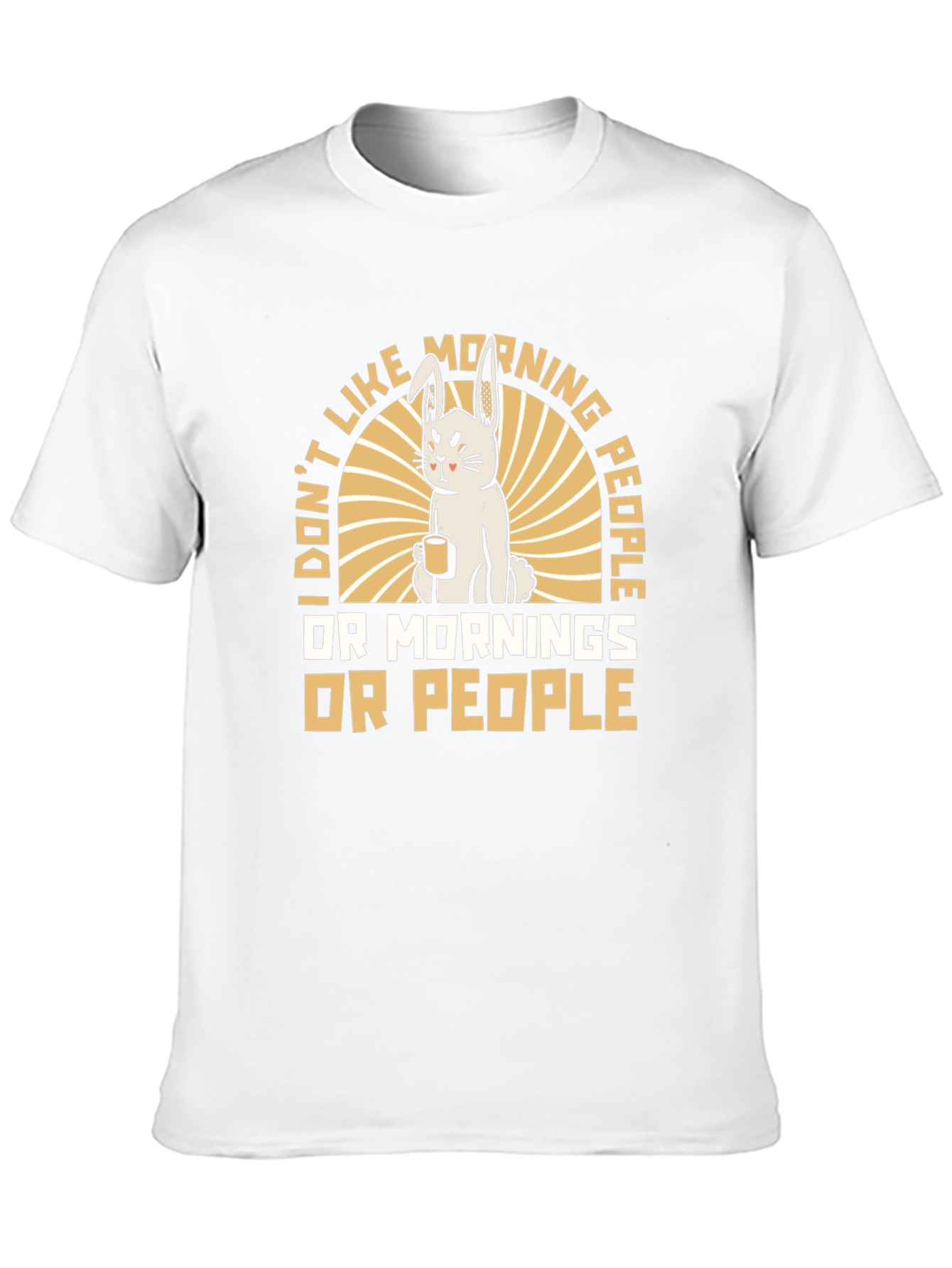 Funny Morning Hater T-Shirt - Grumpy Bunny Design