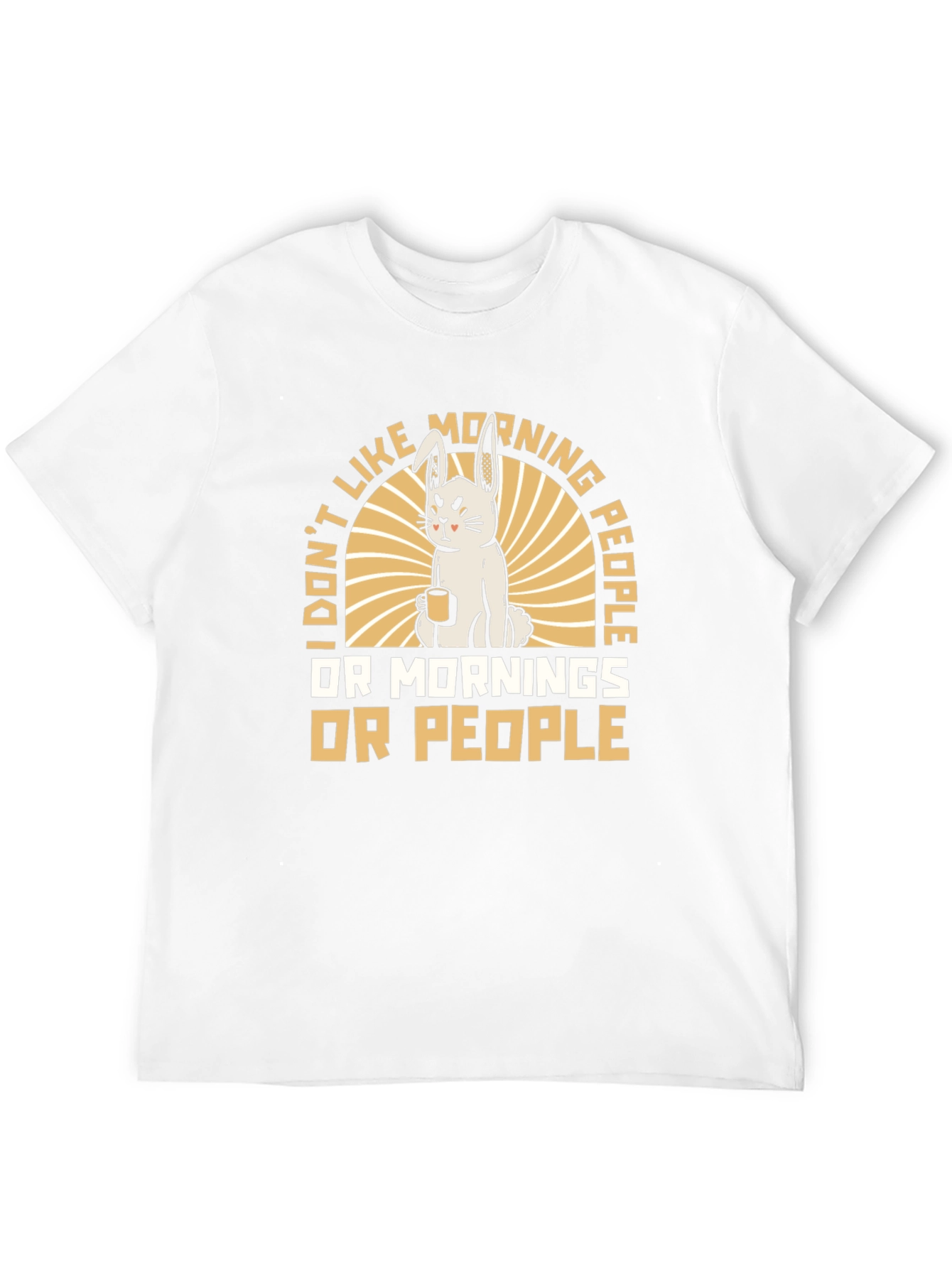 Funny Morning Hater T-Shirt - Grumpy Bunny Design