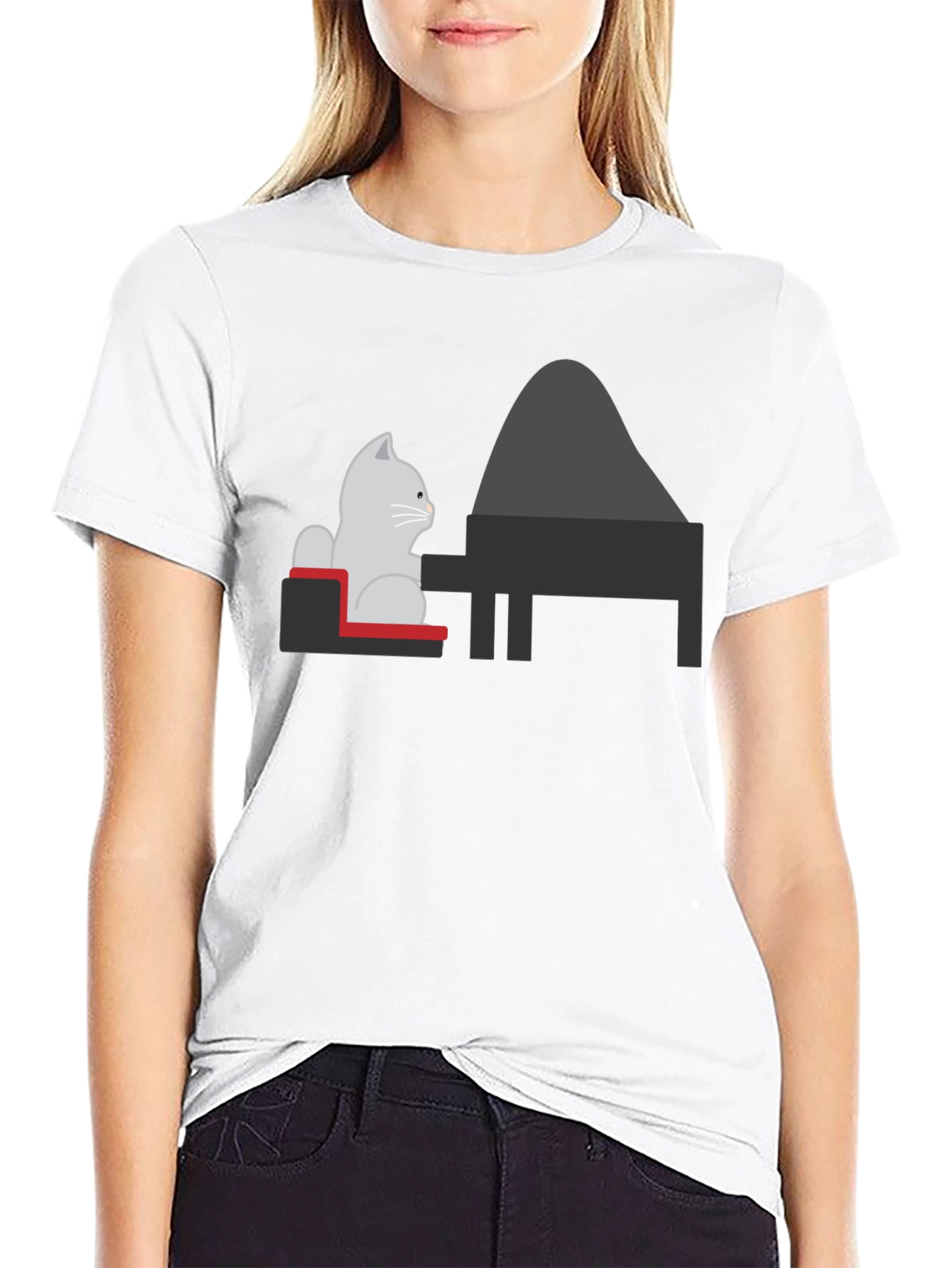 Cat Playing Piano Graphic Tee