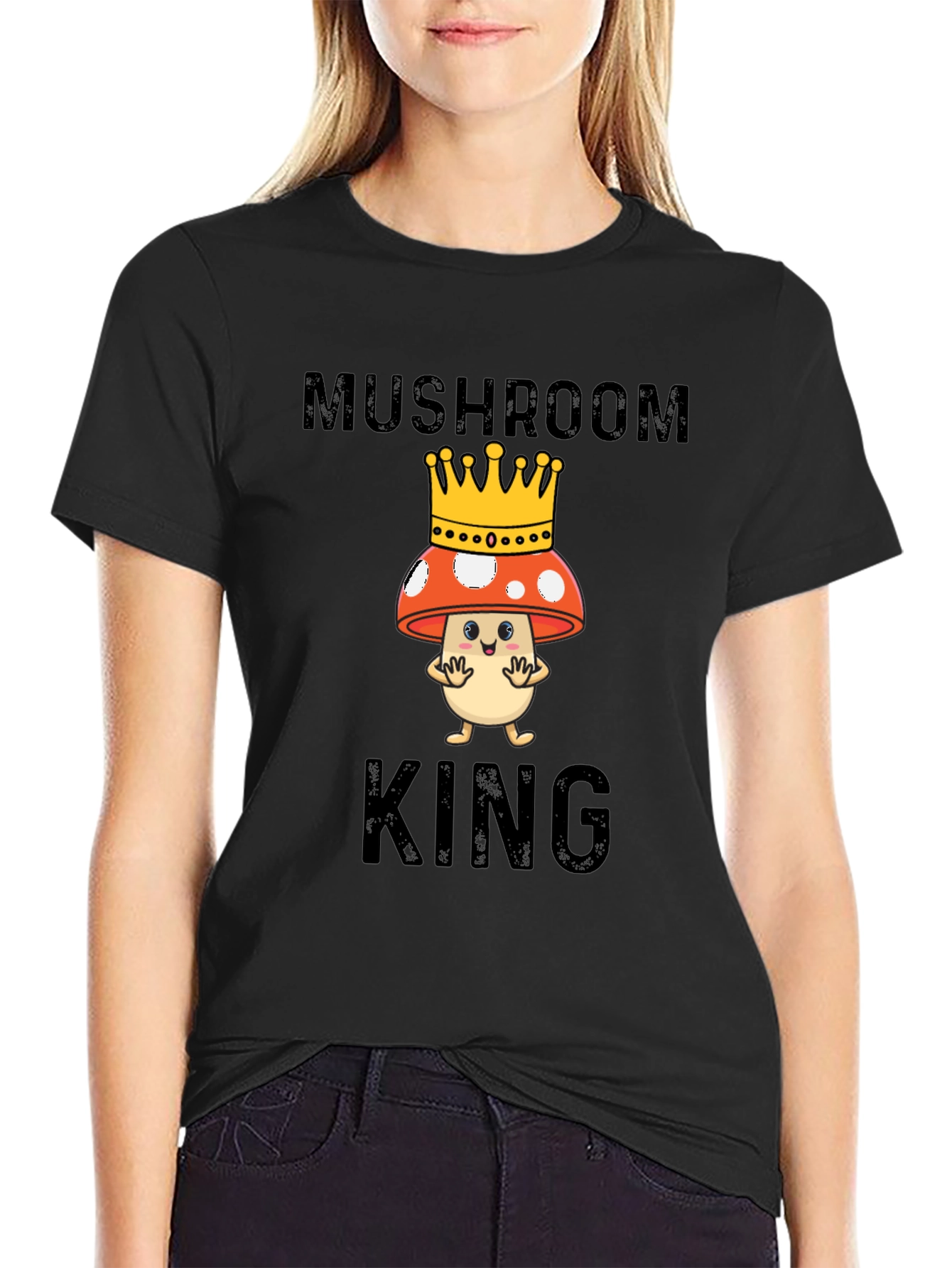 Mushroom King Graphic Tee - Funny Cartoon T-Shirt