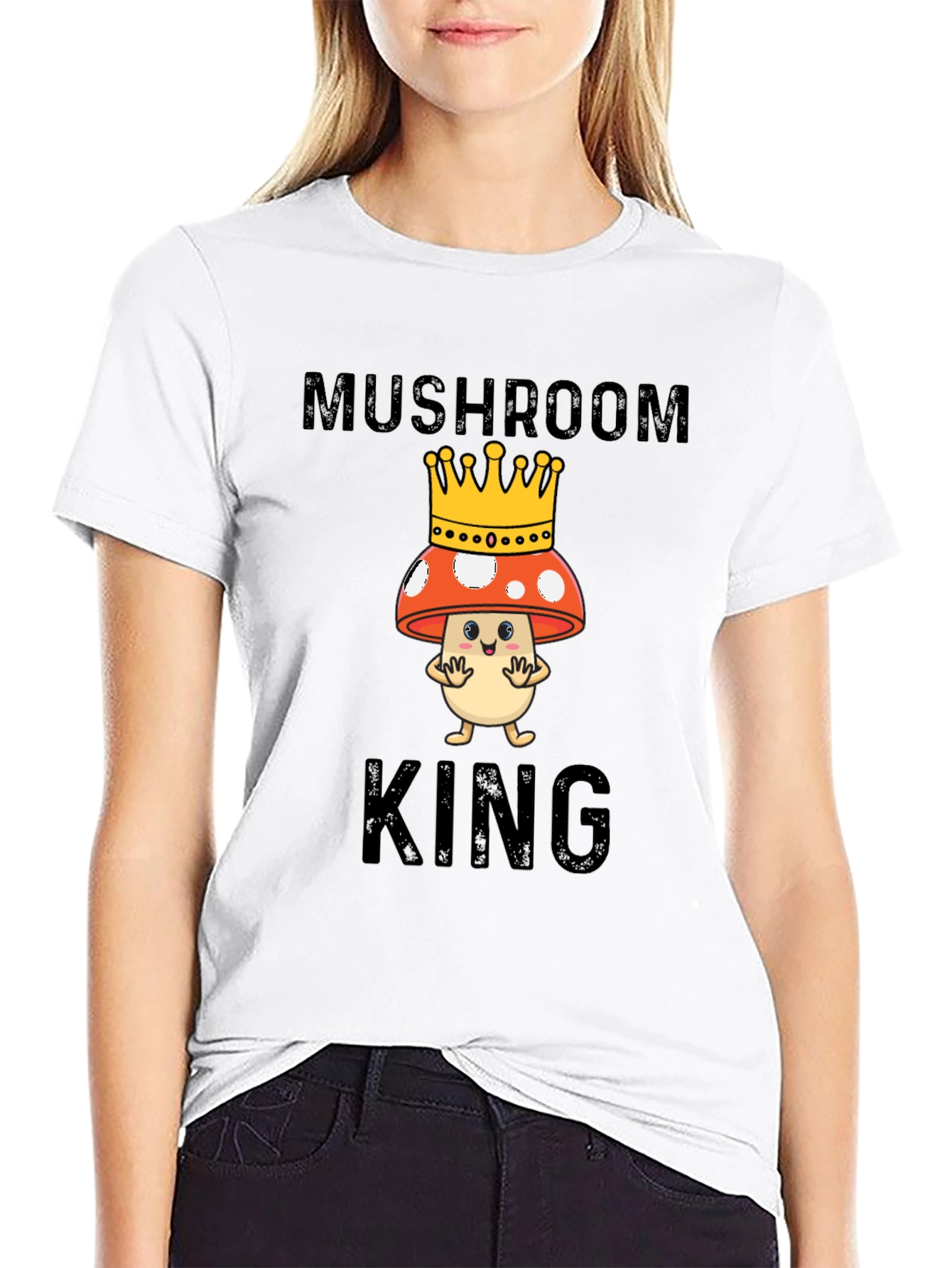 Mushroom King Graphic Tee - Funny Cartoon T-Shirt