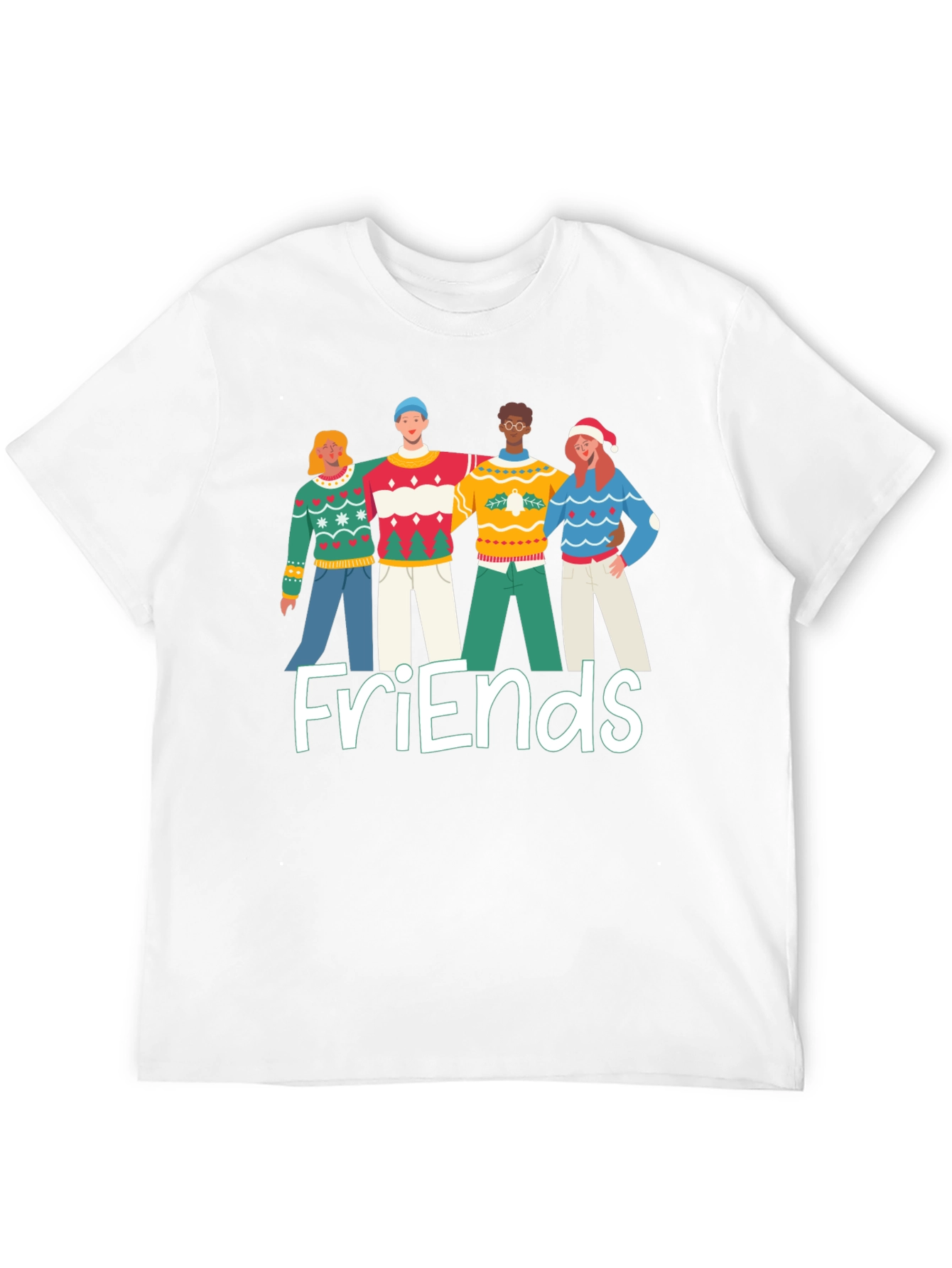 Friends Christmas Sweater Crew T-Shirt