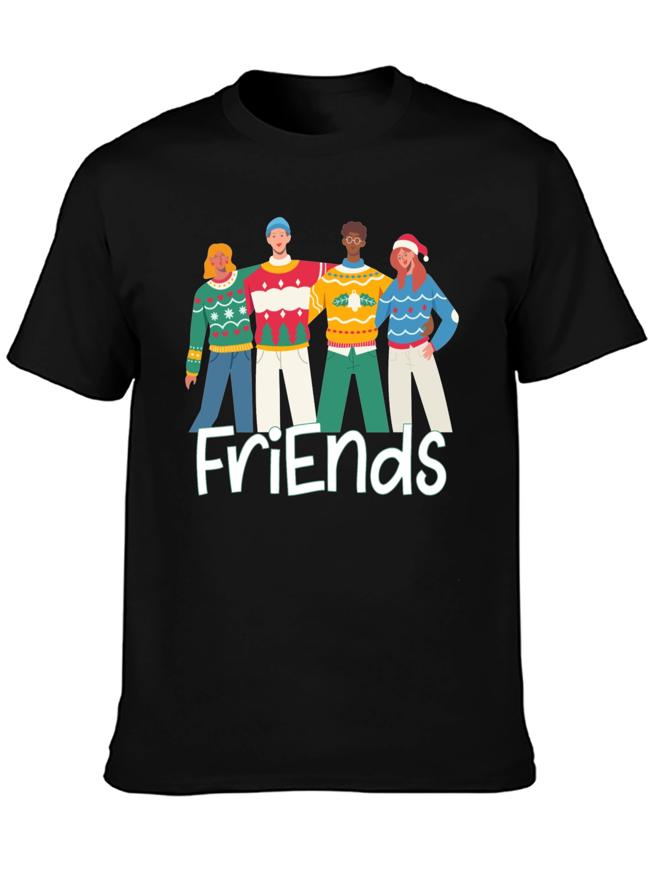 Friends Christmas Sweater Crew T-Shirt