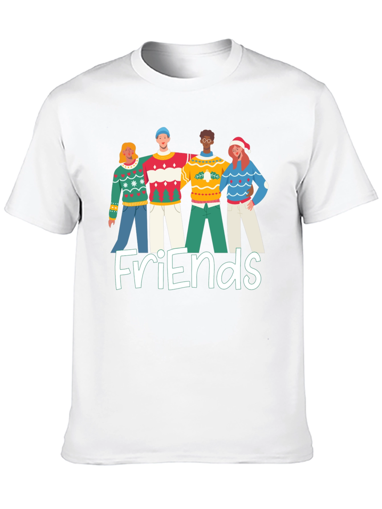 Friends Christmas Sweater Crew T-Shirt