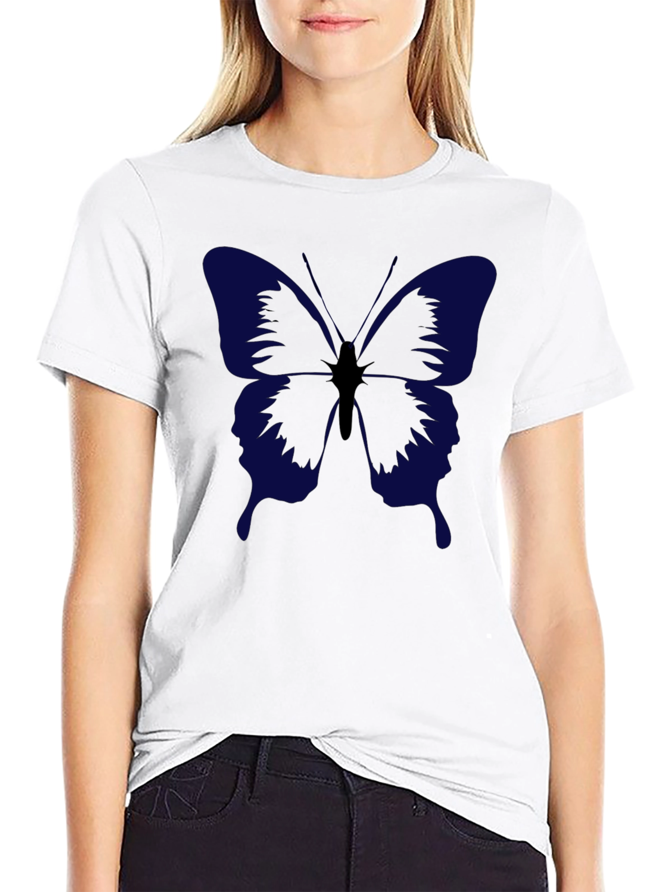 Butterfly Graphic Print Mens Black T-Shirt