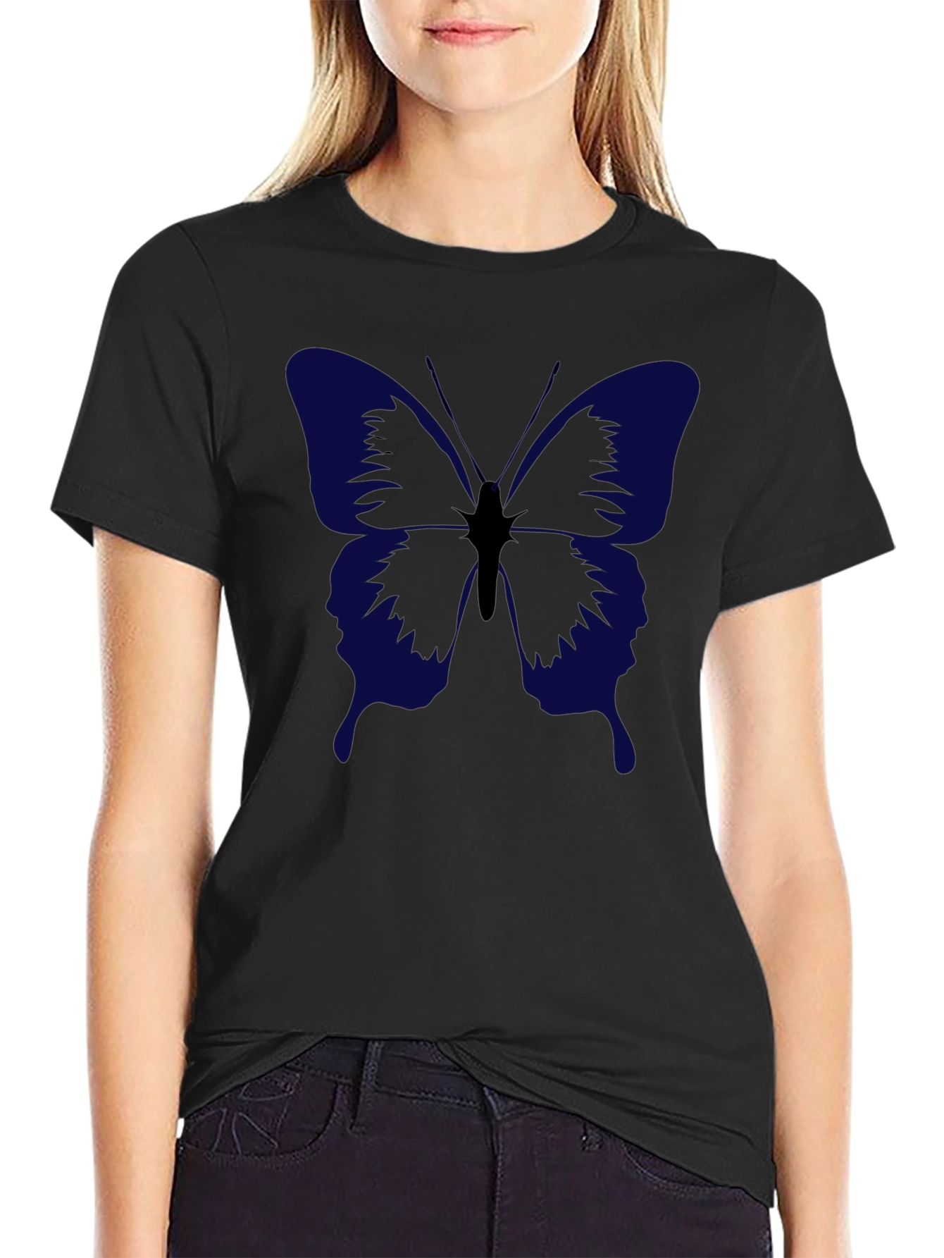 Butterfly Graphic Print Mens Black T-Shirt
