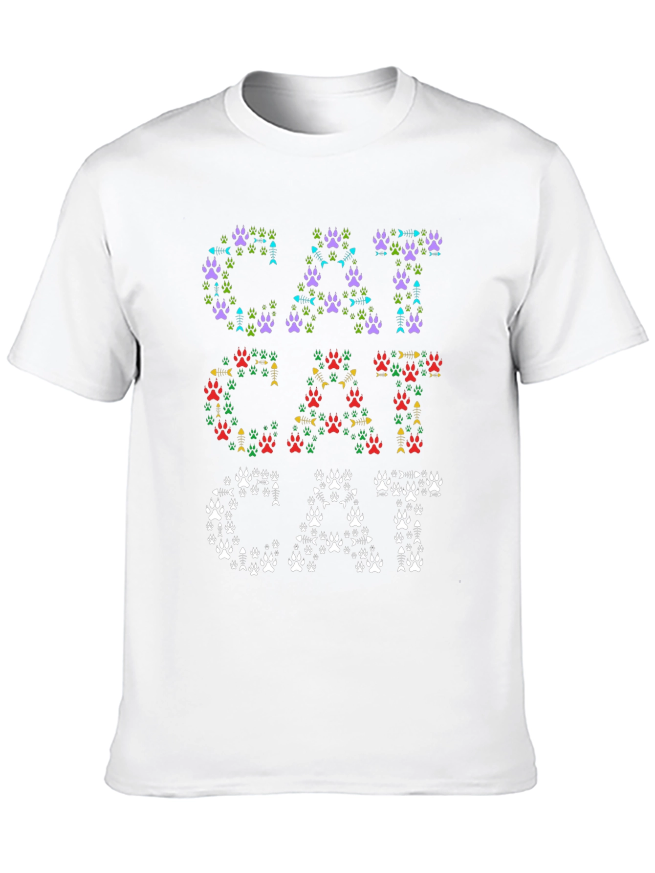 Cat Paw Print Graphic Tee -  Casual Cotton T-Shirt
