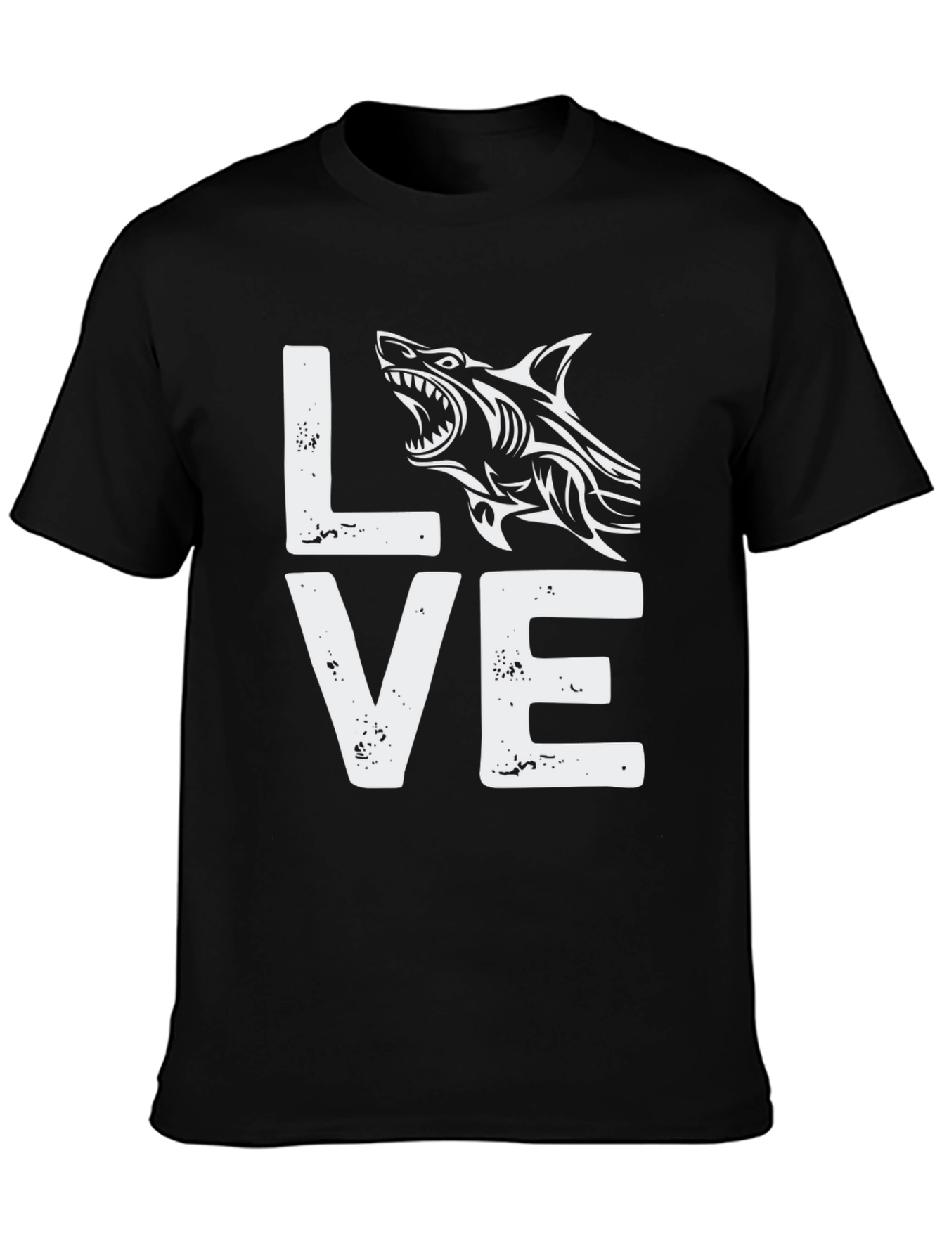 Love Shark Black Cotton Graphic Tee