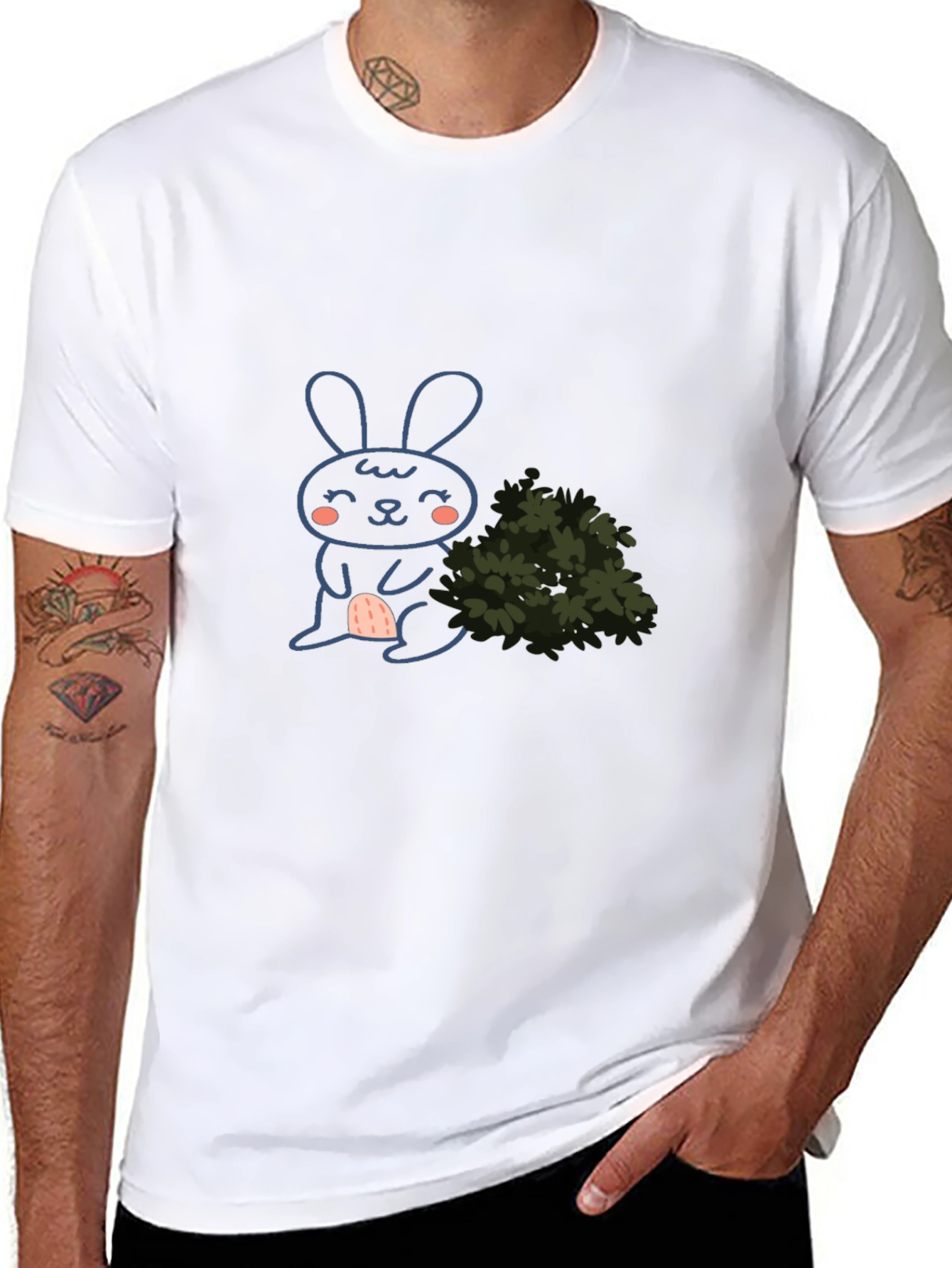 Cute Bunny Graphic Black T-Shirt