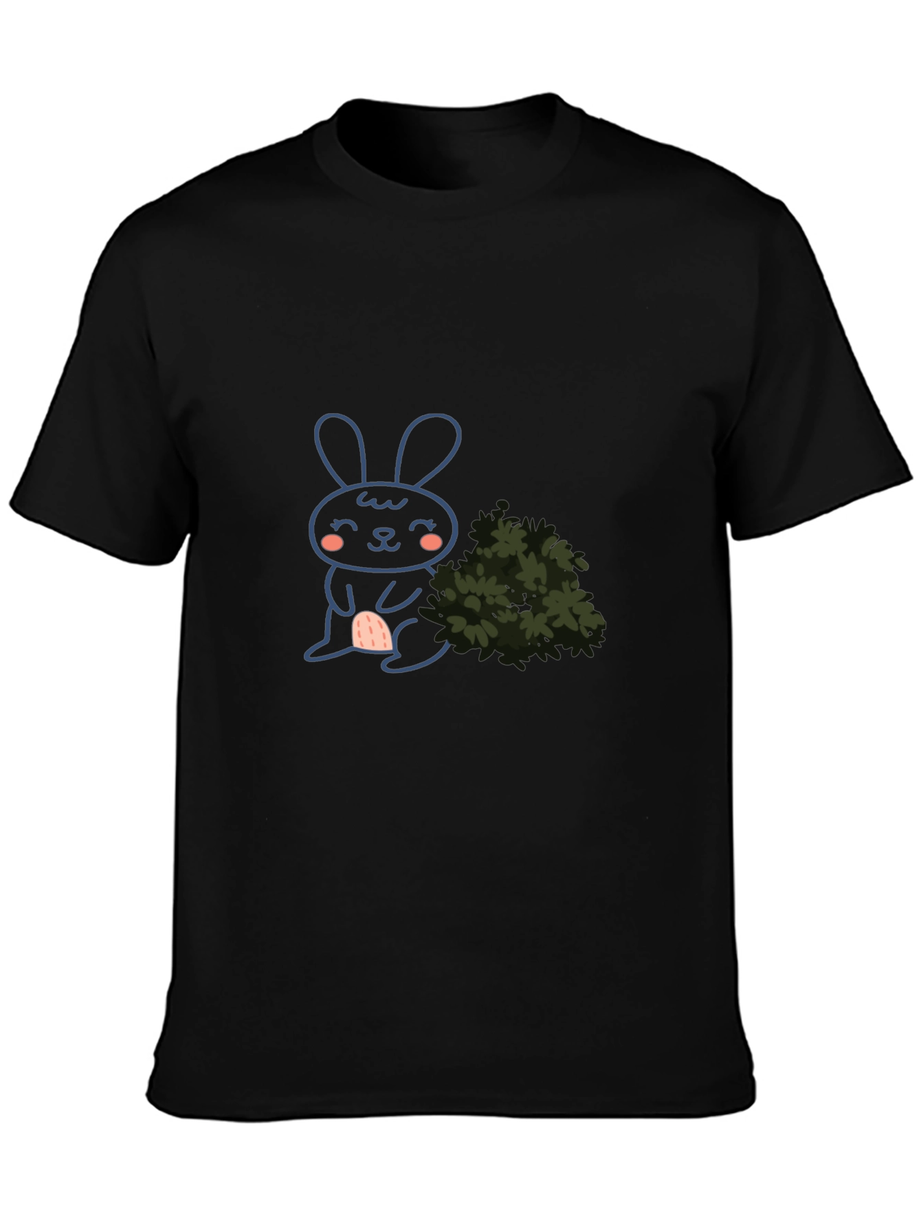Cute Bunny Graphic Black T-Shirt