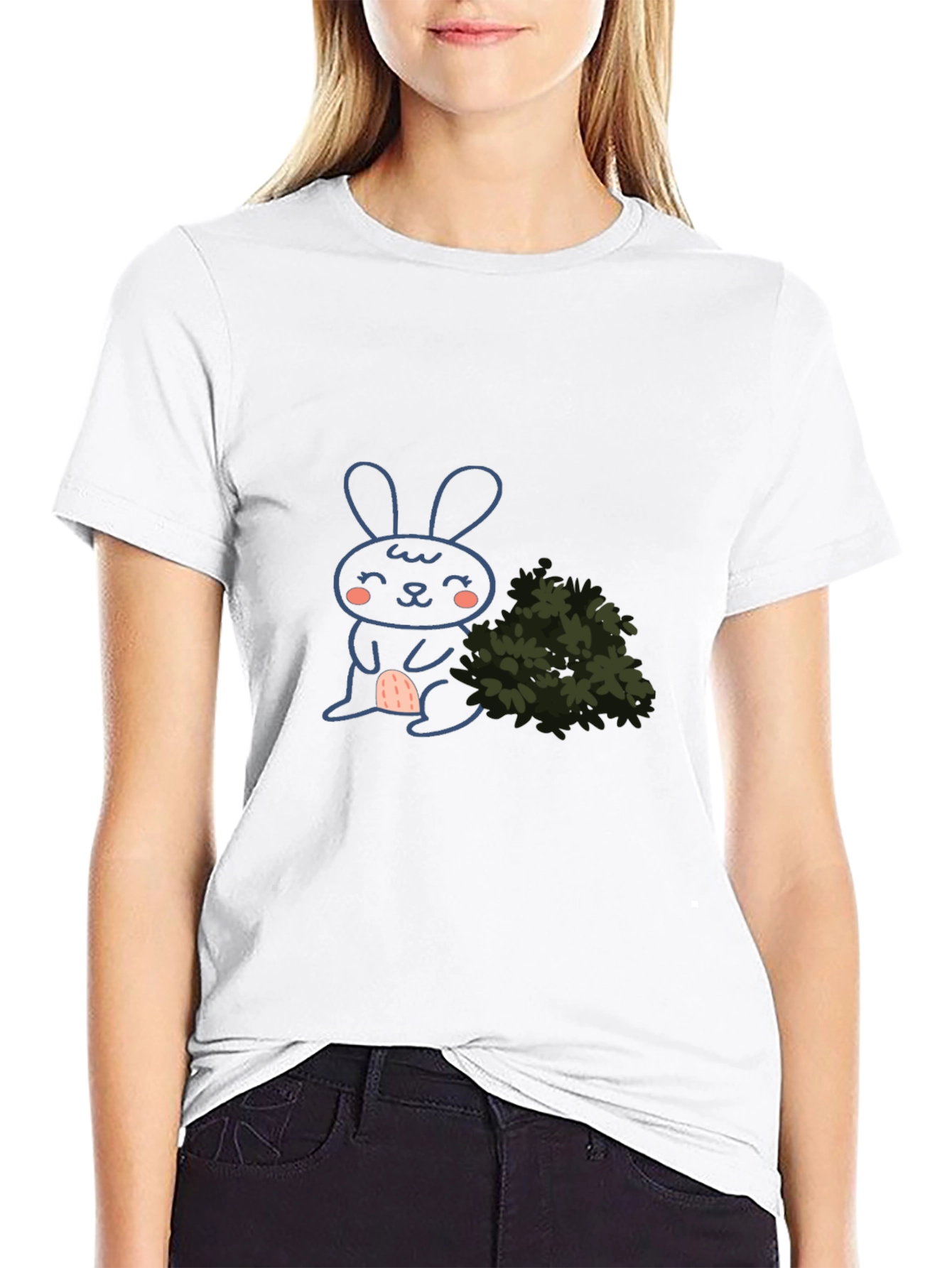 Cute Bunny Graphic Black T-Shirt