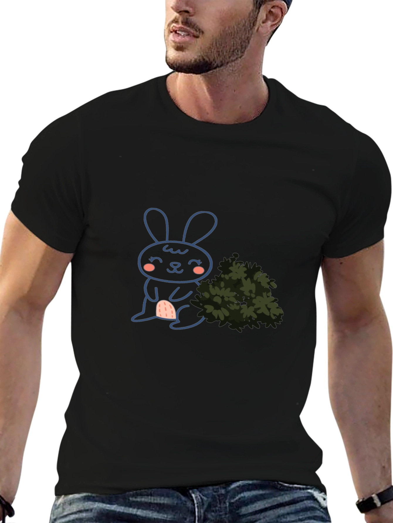 Cute Bunny Graphic Black T-Shirt