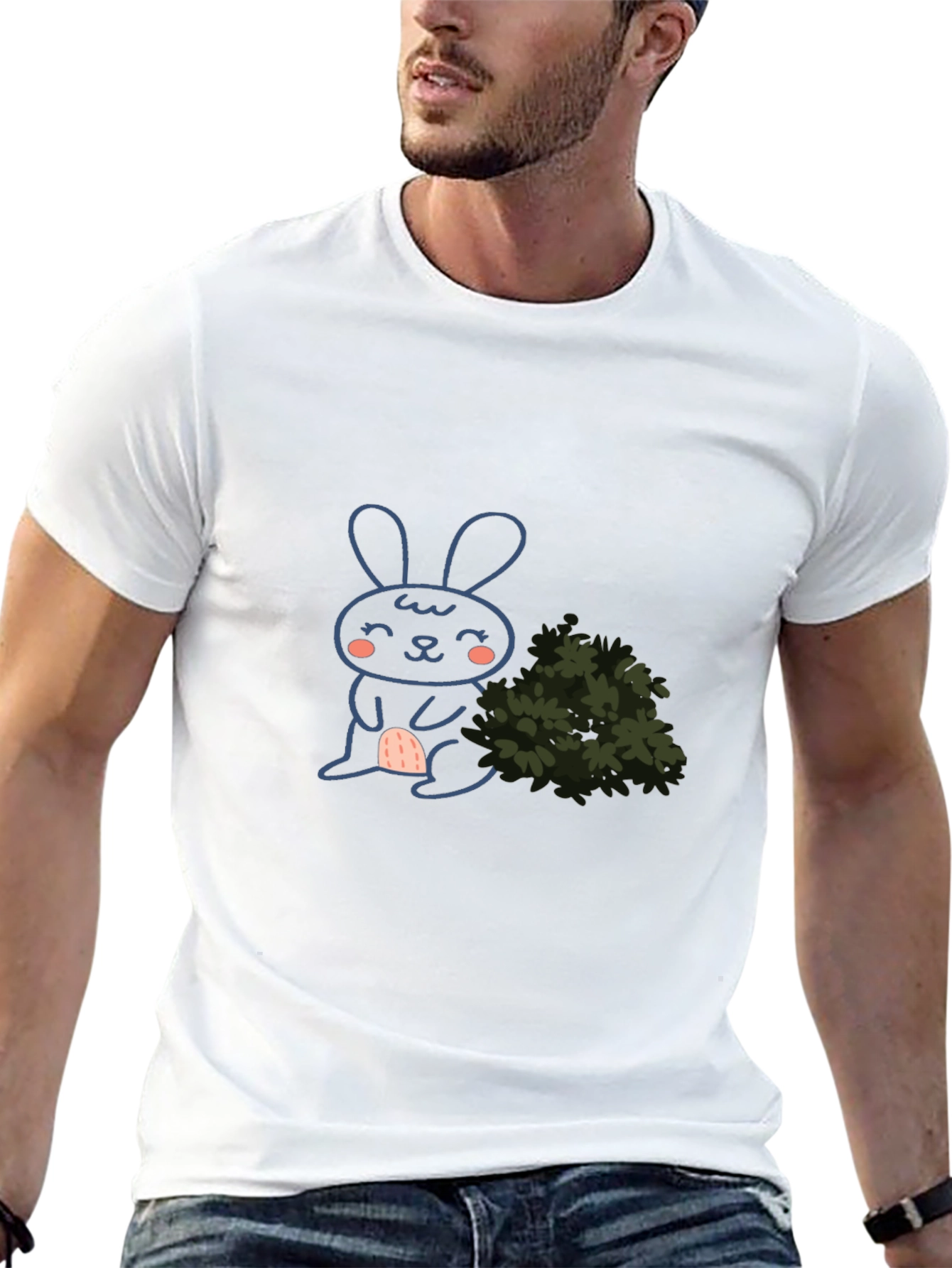 Cute Bunny Graphic Black T-Shirt