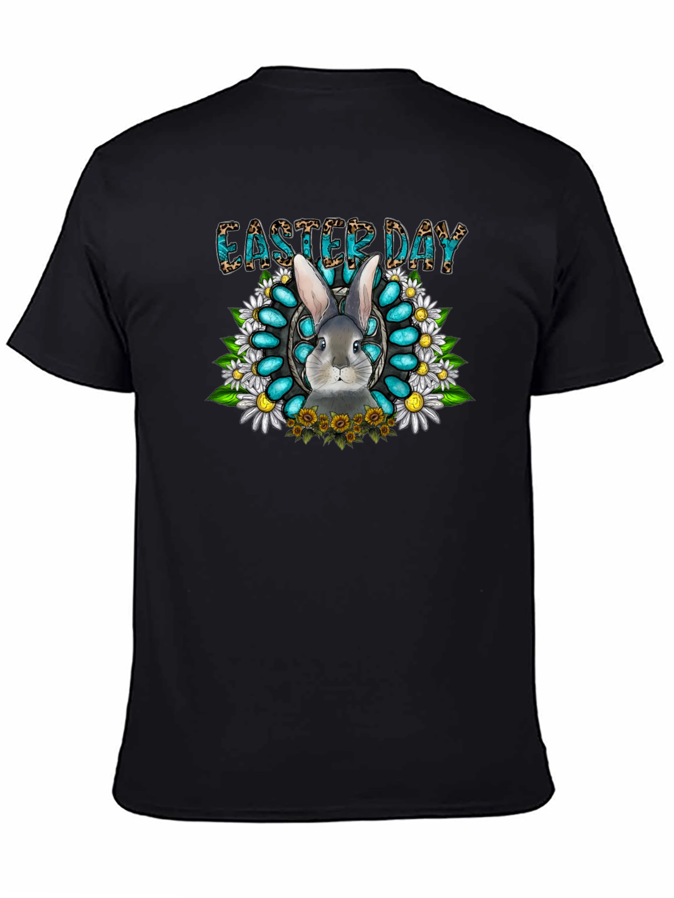 Easter Day Rabbit Graphic Tee - Black
