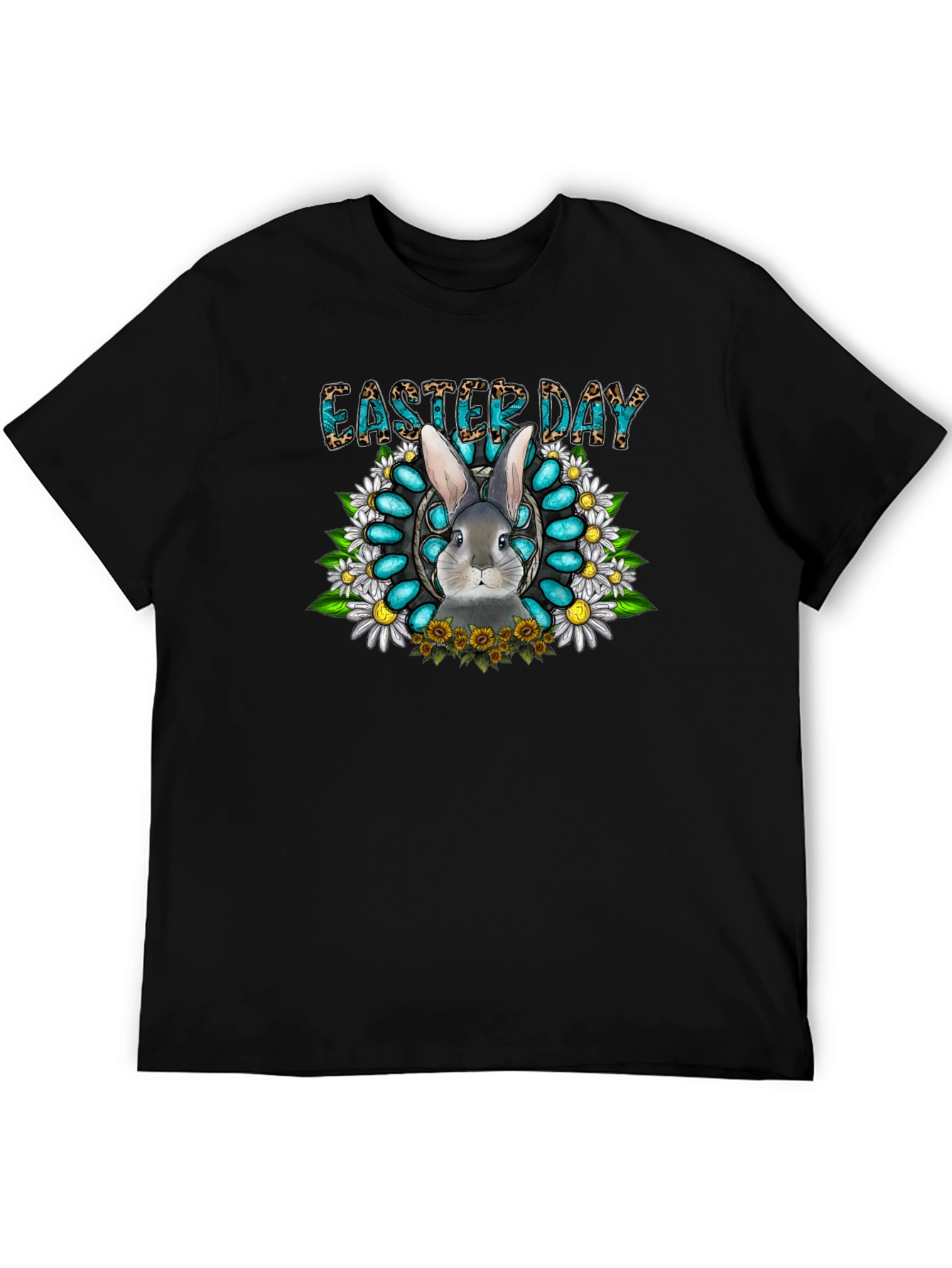 Easter Day Rabbit Graphic Tee - Black