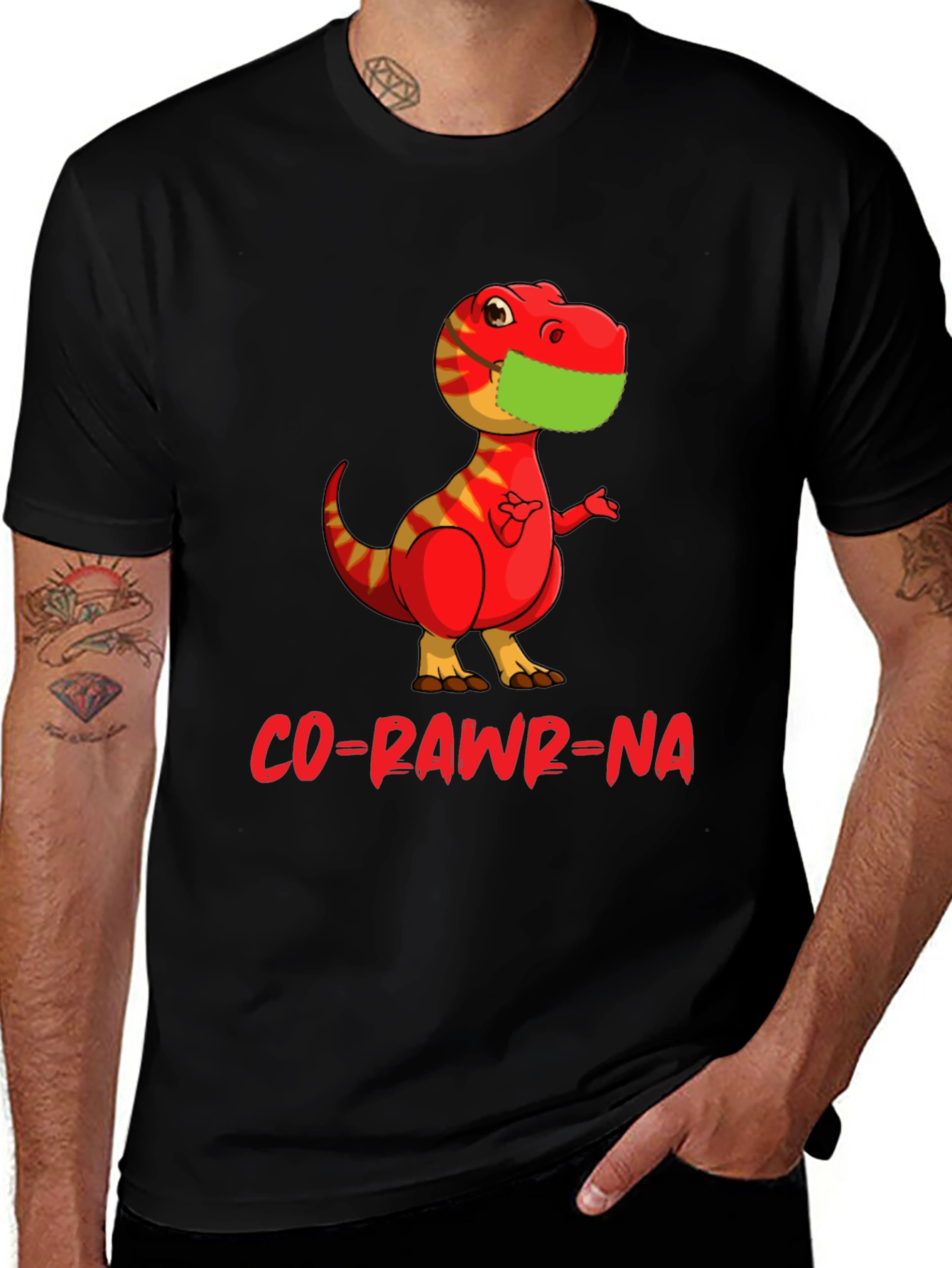 Co-Rawr-Na T-Shirt - Dino with Mask Graphic Tee