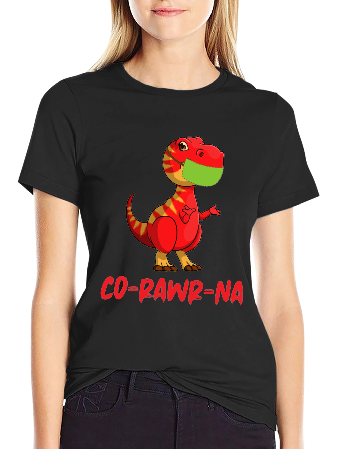 Co-Rawr-Na T-Shirt - Dino with Mask Graphic Tee