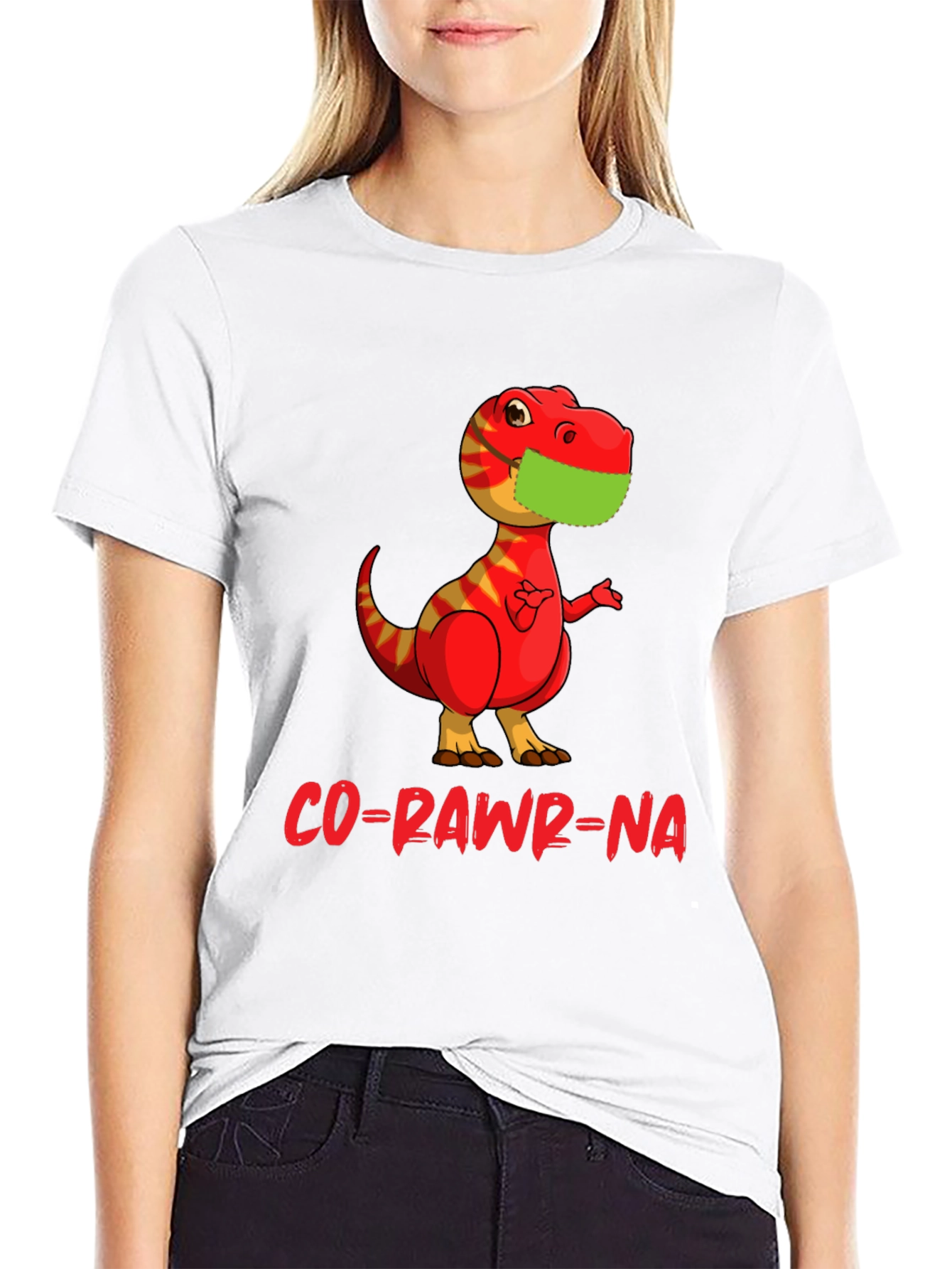Co-Rawr-Na T-Shirt - Dino with Mask Graphic Tee