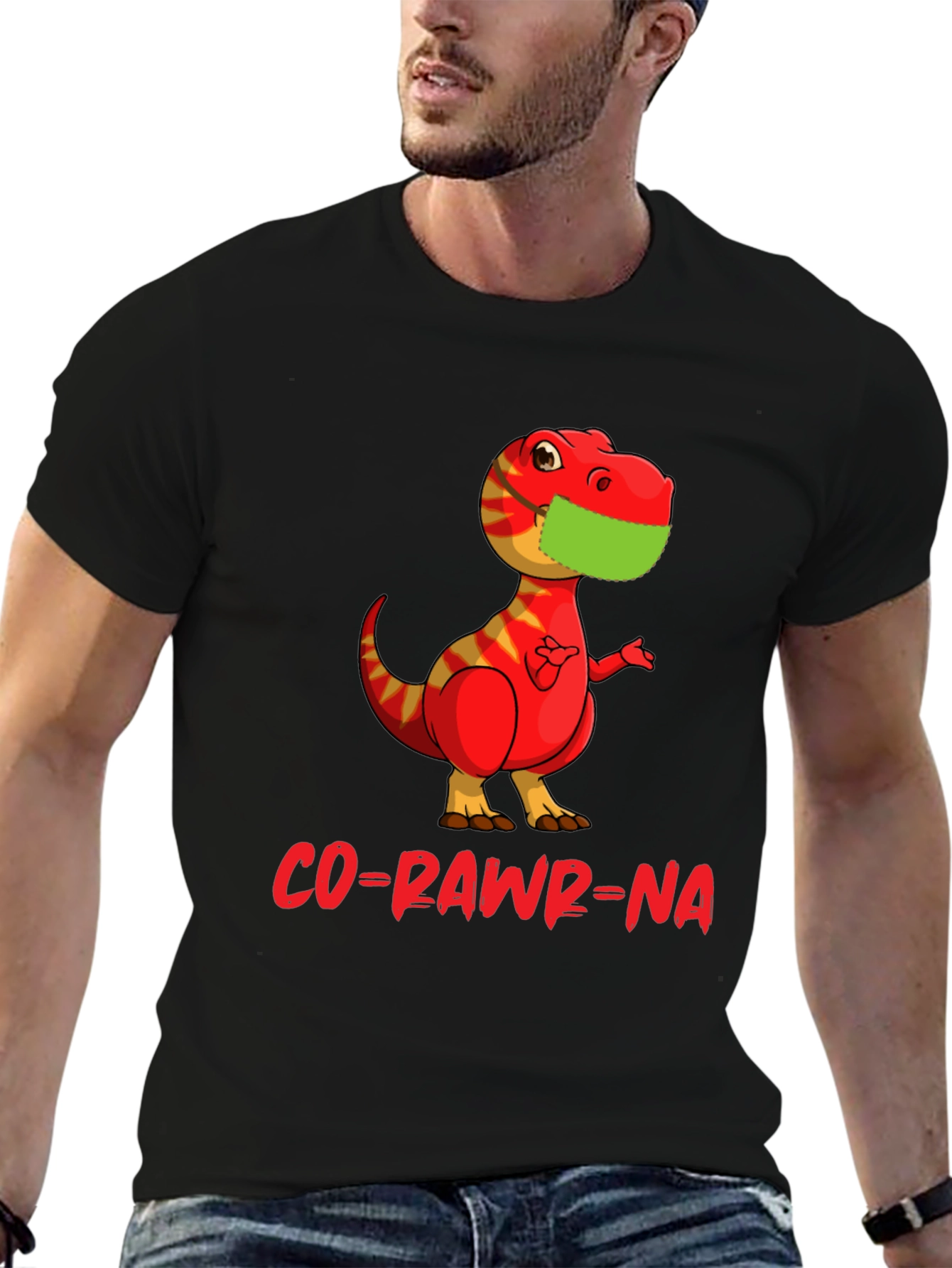 Co-Rawr-Na T-Shirt - Dino with Mask Graphic Tee