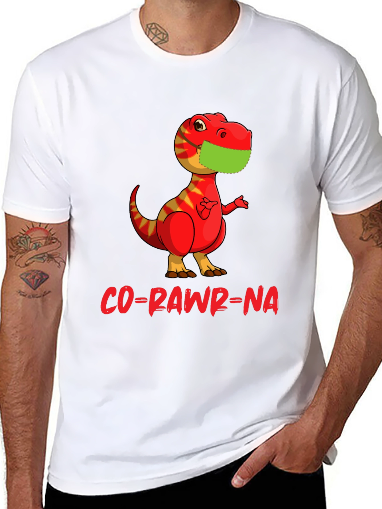 Co-Rawr-Na T-Shirt - Dino with Mask Graphic Tee
