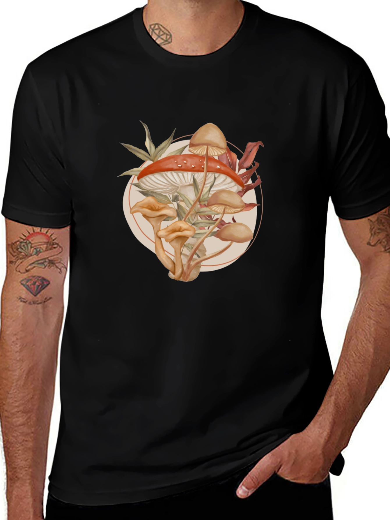 Mushroom Circle Graphic Tee - Nature Inspired Design
