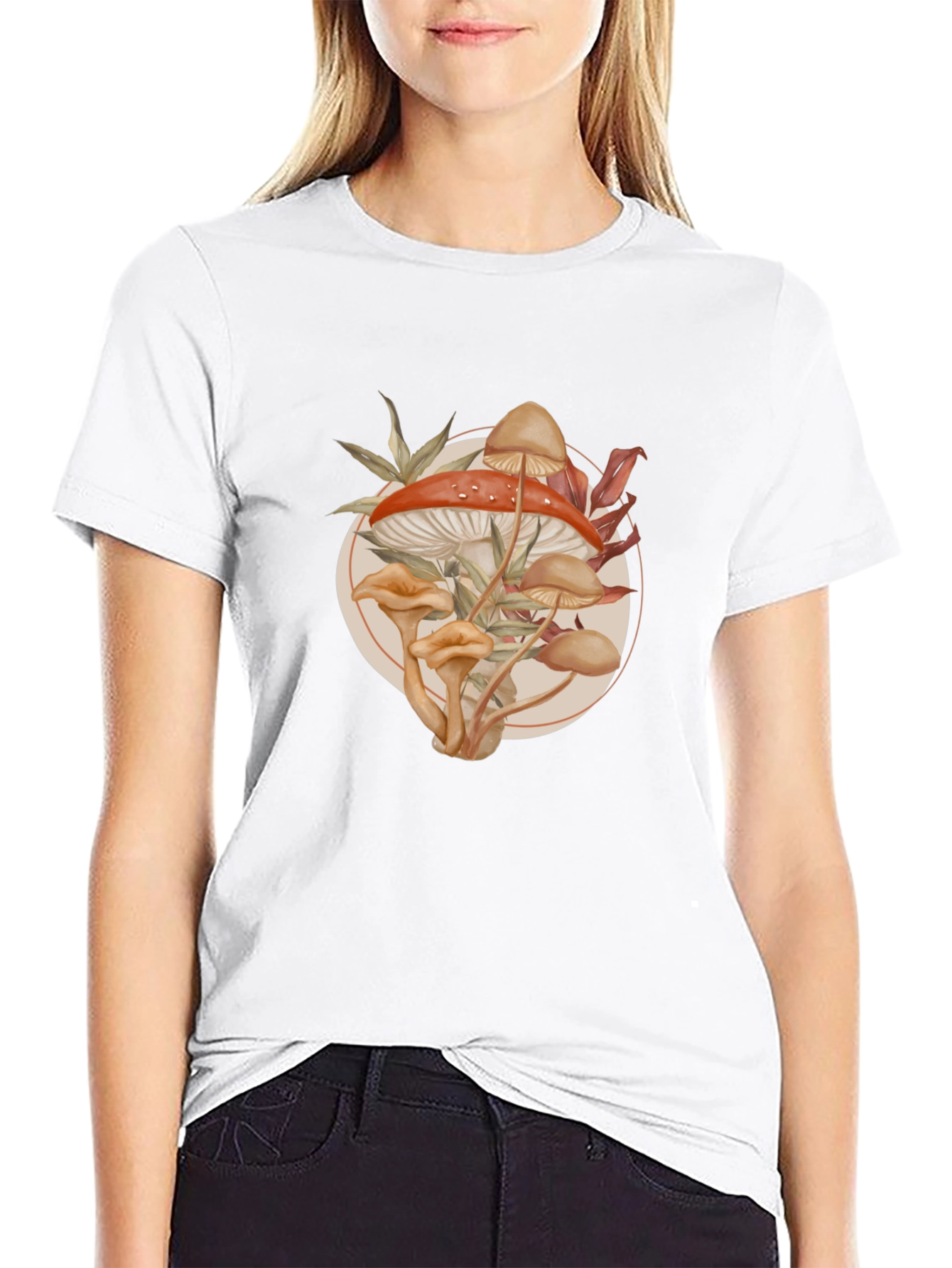 Mushroom Circle Graphic Tee - Nature Inspired Design